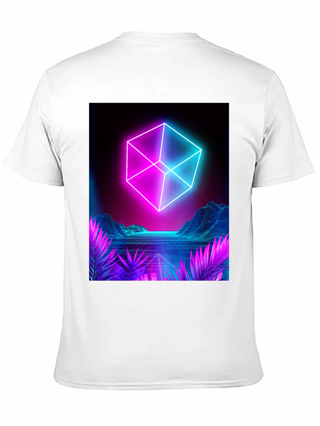 Retro Neon Cube T-Shirt - Cyberpunk Style