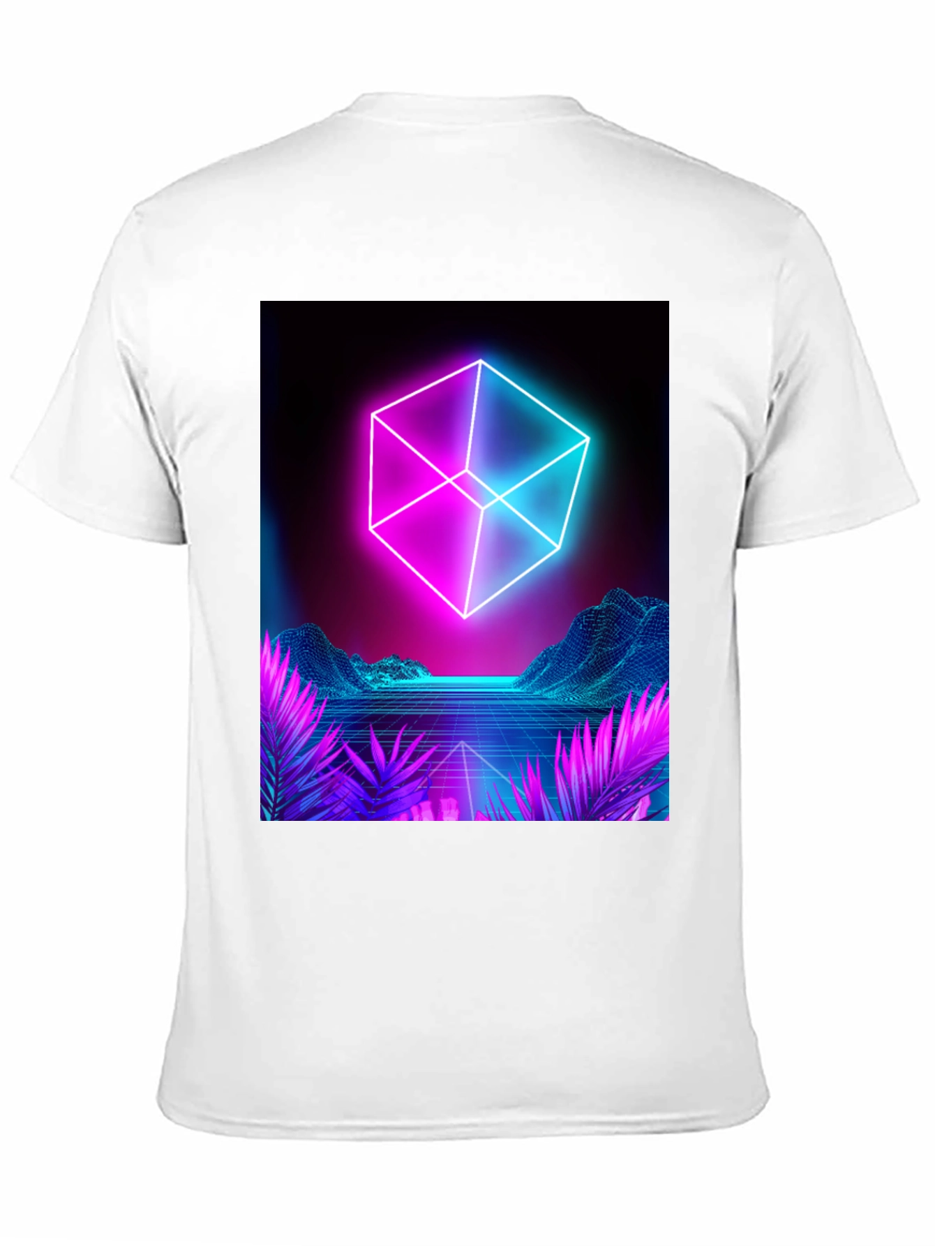 Retro Neon Cube T-Shirt - Cyberpunk Style