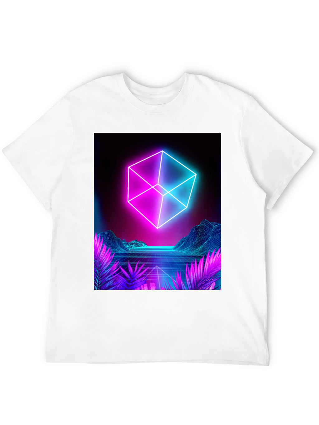 Retro Neon Cube T-Shirt - Cyberpunk Style
