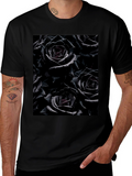 Black Roses Graphic Tee - Gothic Floral Design