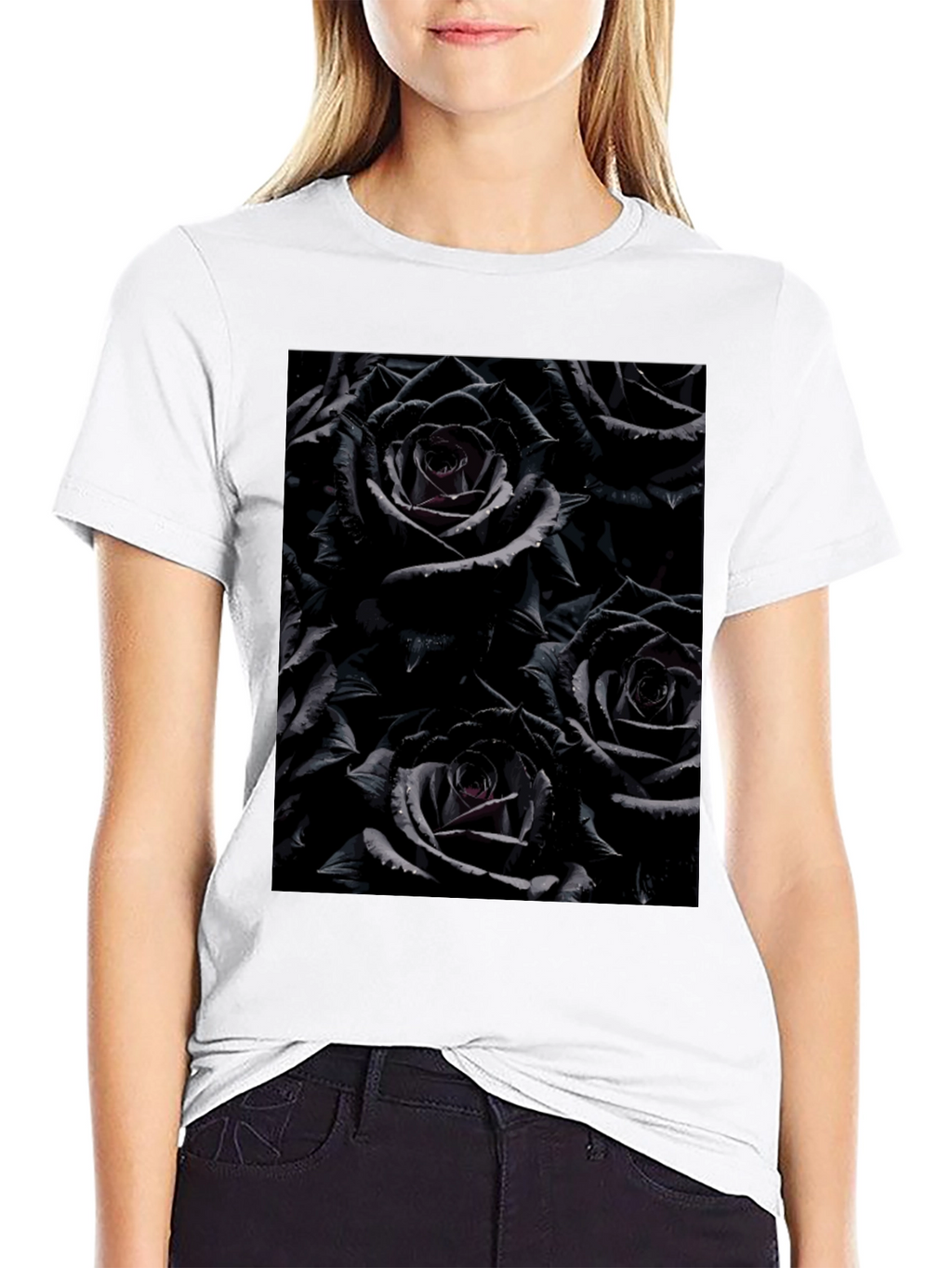 Black Roses Graphic Tee - Gothic Floral Design