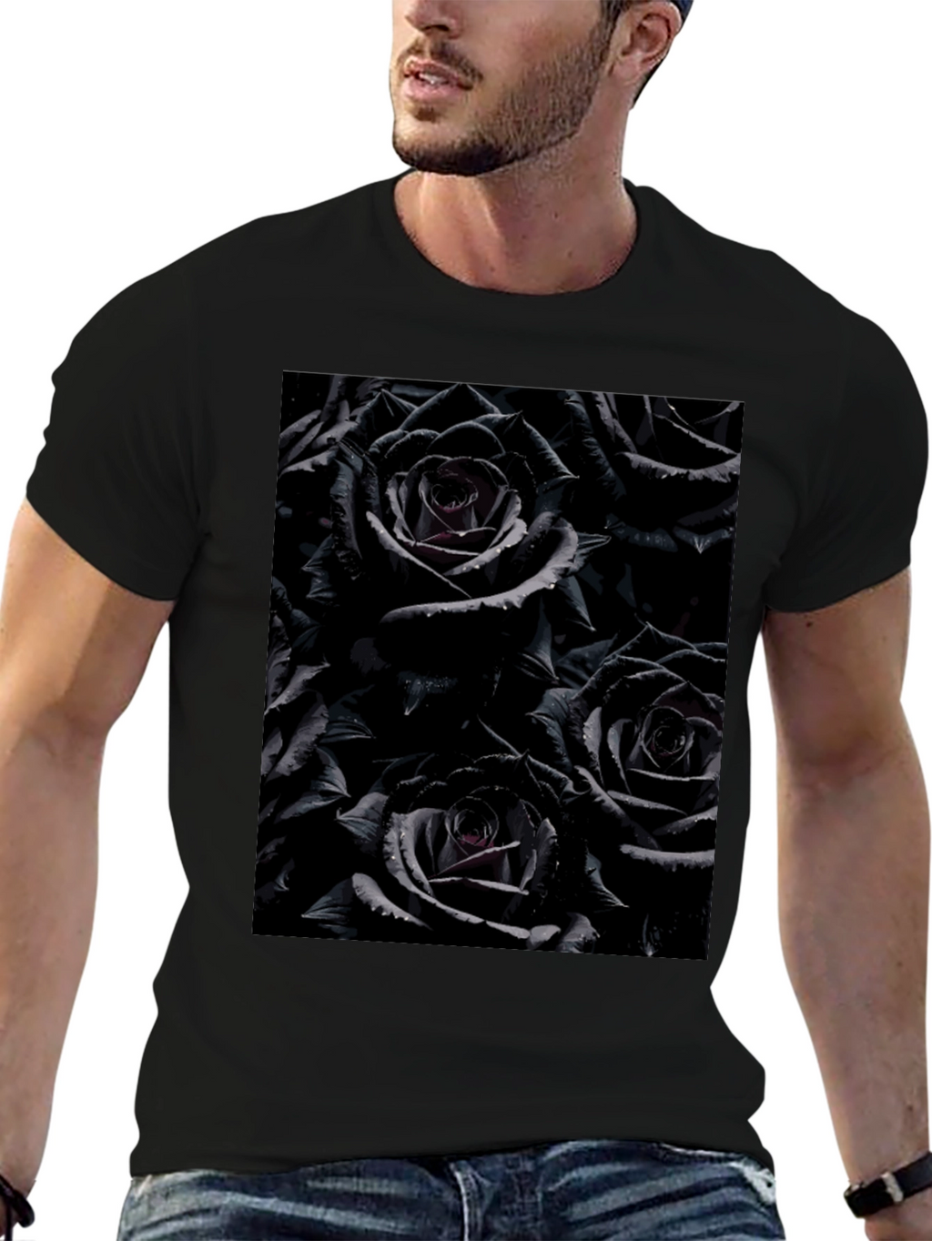 Black Roses Graphic Tee - Gothic Floral Design