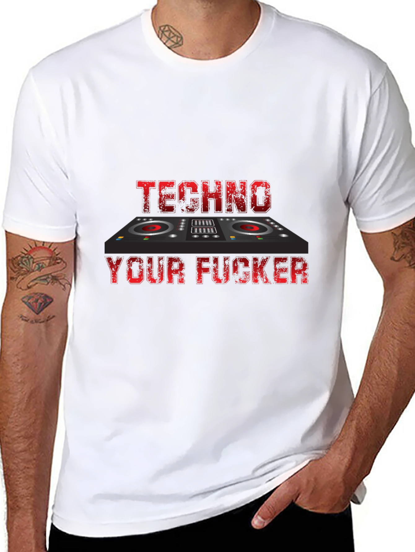 Techno DJ Graphic Tee - Bold Black T-Shirt