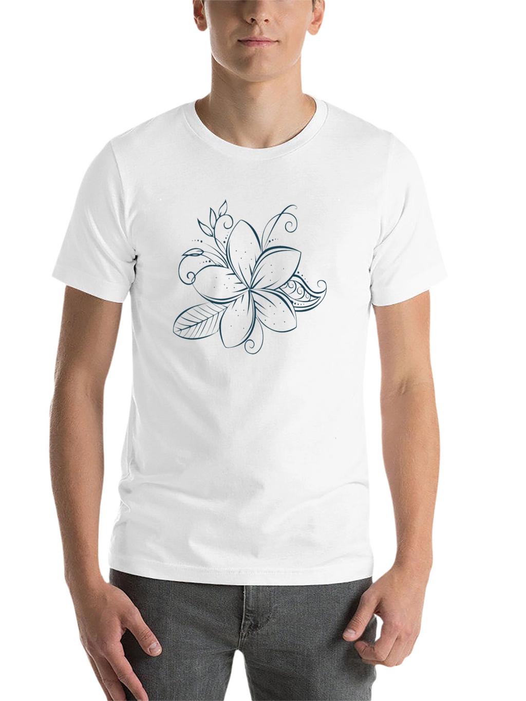 Elegant Black T-Shirt with Floral Design