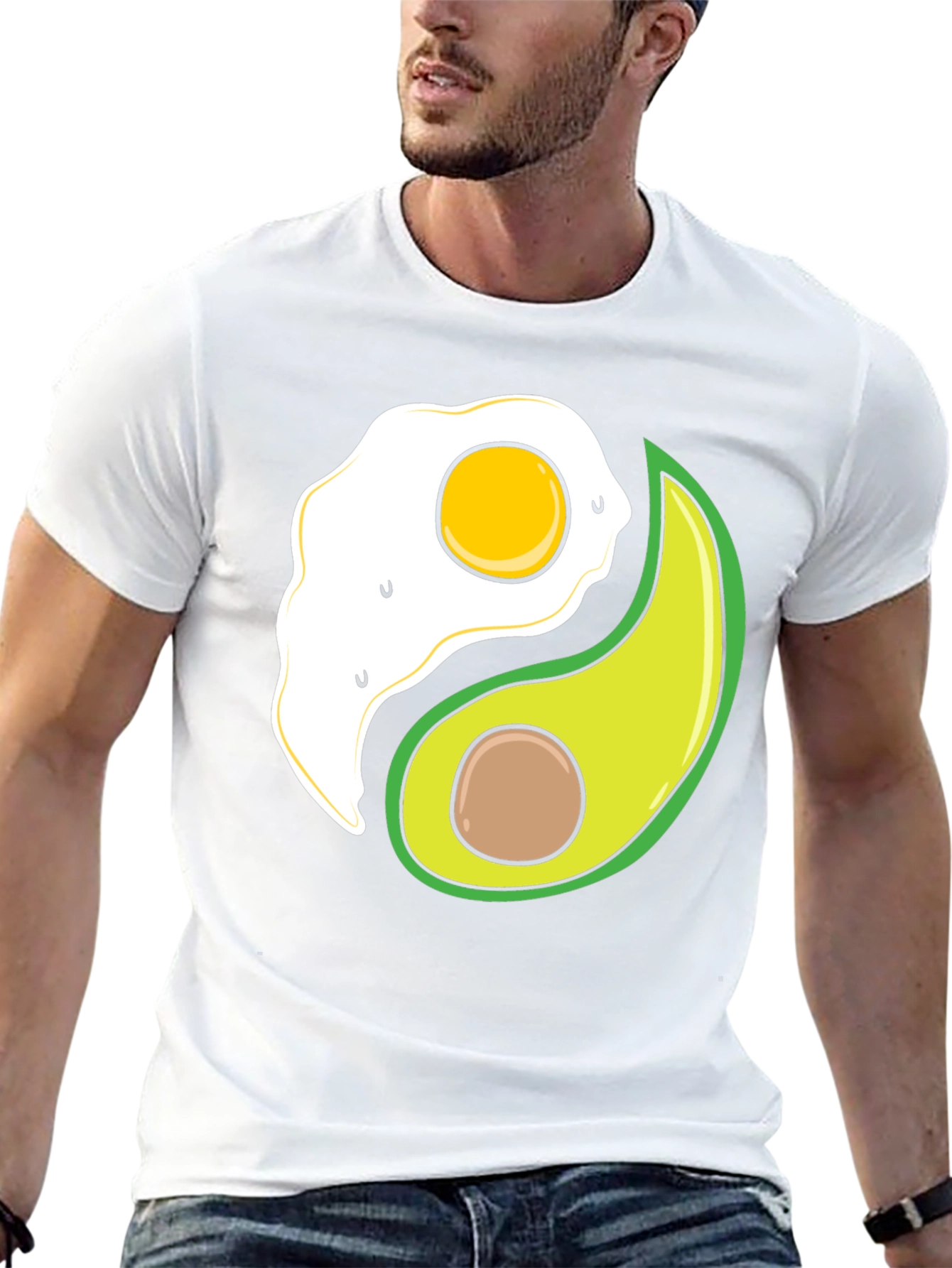Egg & Avocado Yin Yang Black Graphic Tee