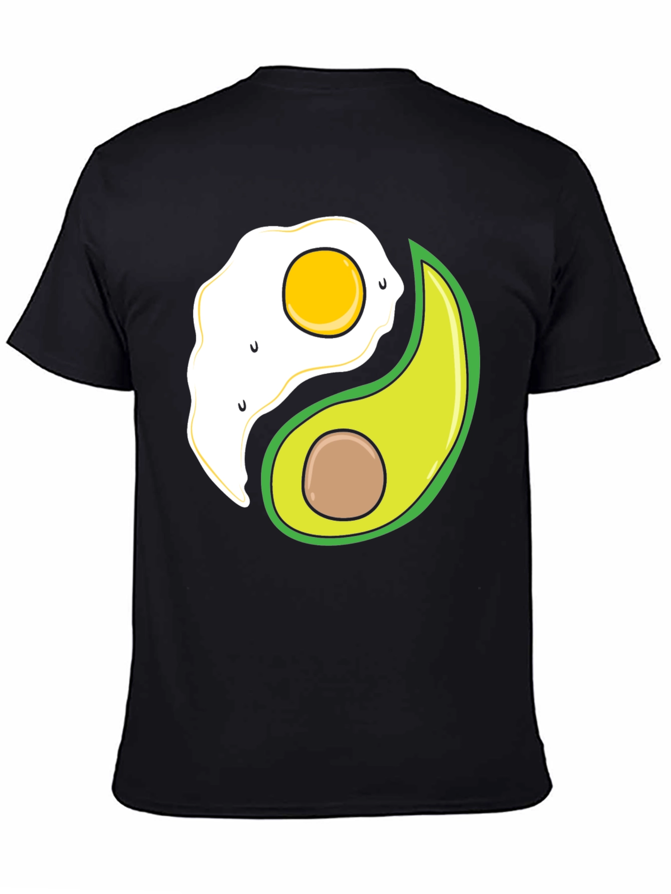 Egg & Avocado Yin Yang Black Graphic Tee