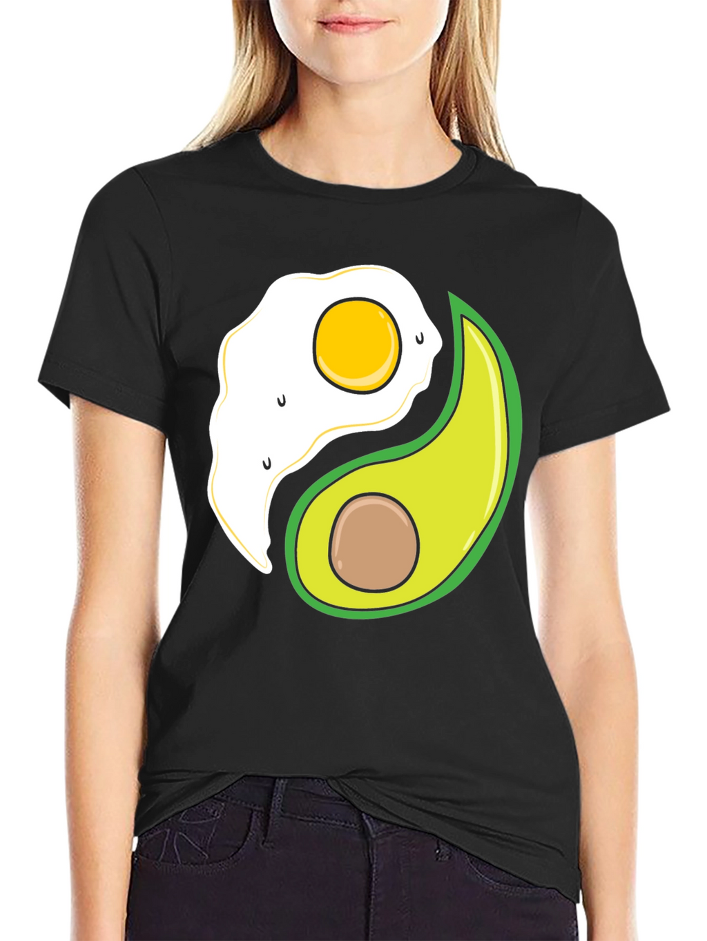 Egg & Avocado Yin Yang Black Graphic Tee