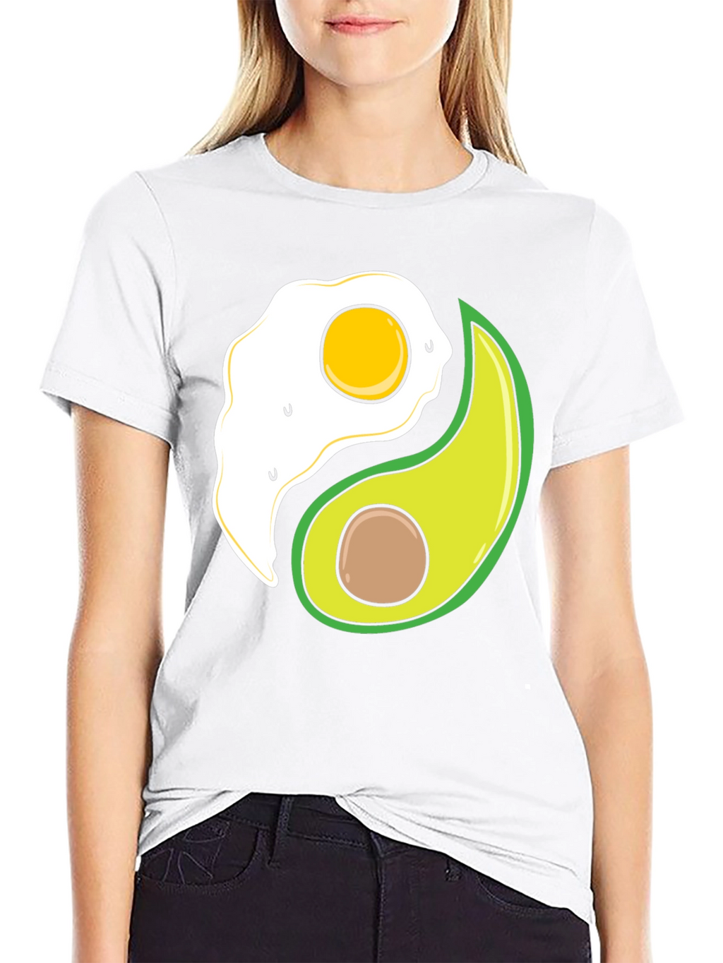 Egg & Avocado Yin Yang Black Graphic Tee