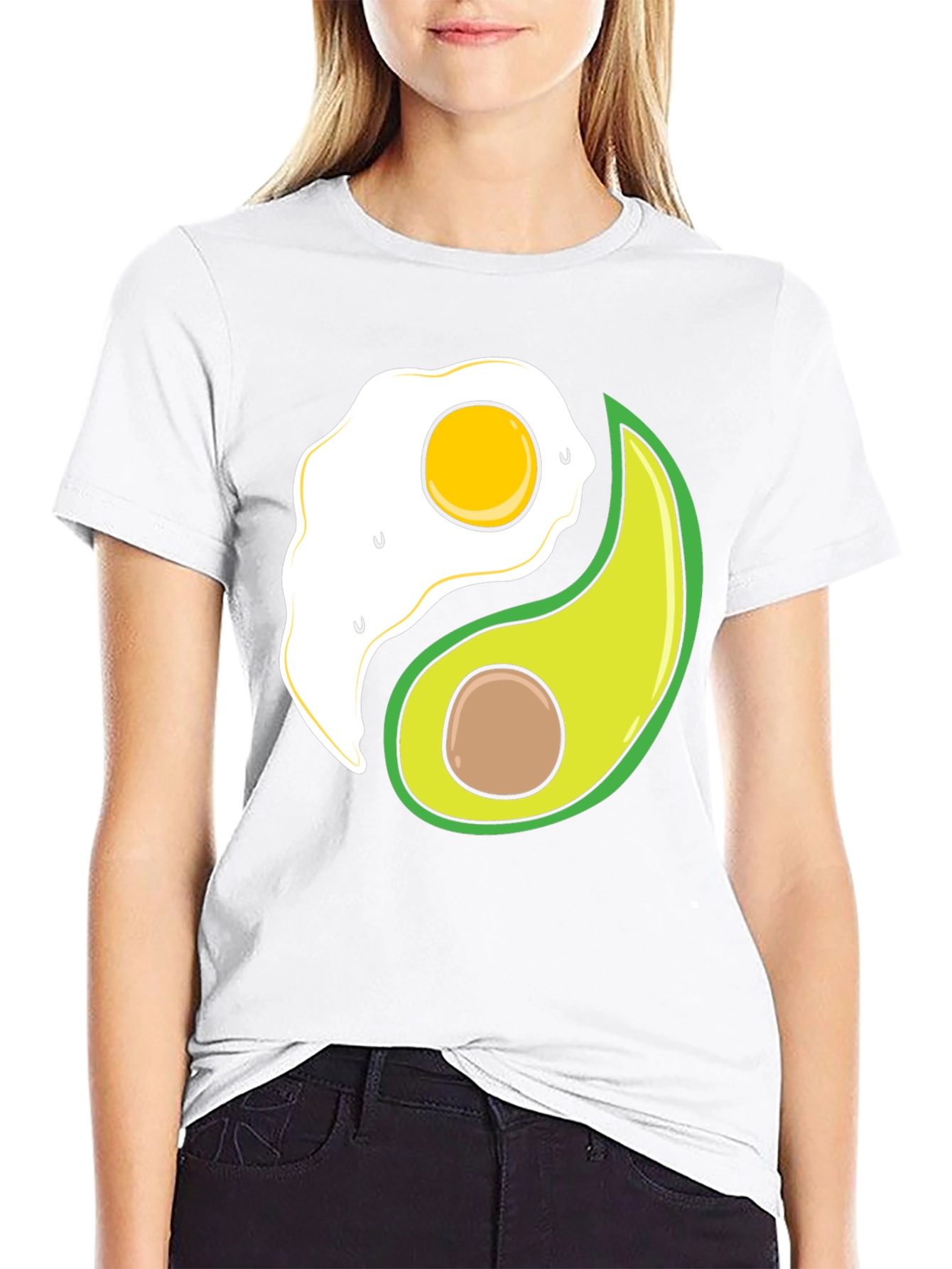 Egg & Avocado Yin Yang Black Graphic Tee