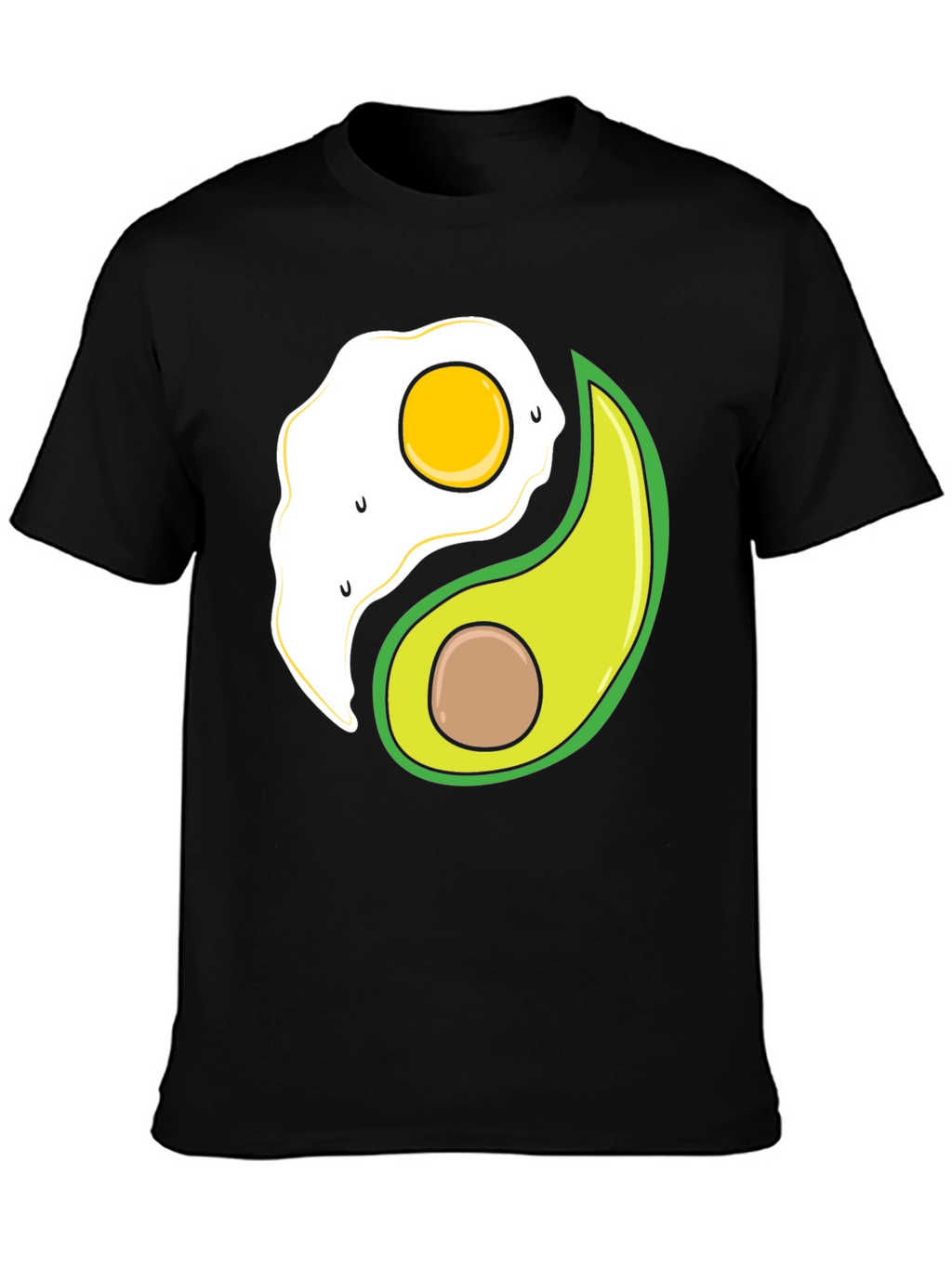 Egg & Avocado Yin Yang Black Graphic Tee
