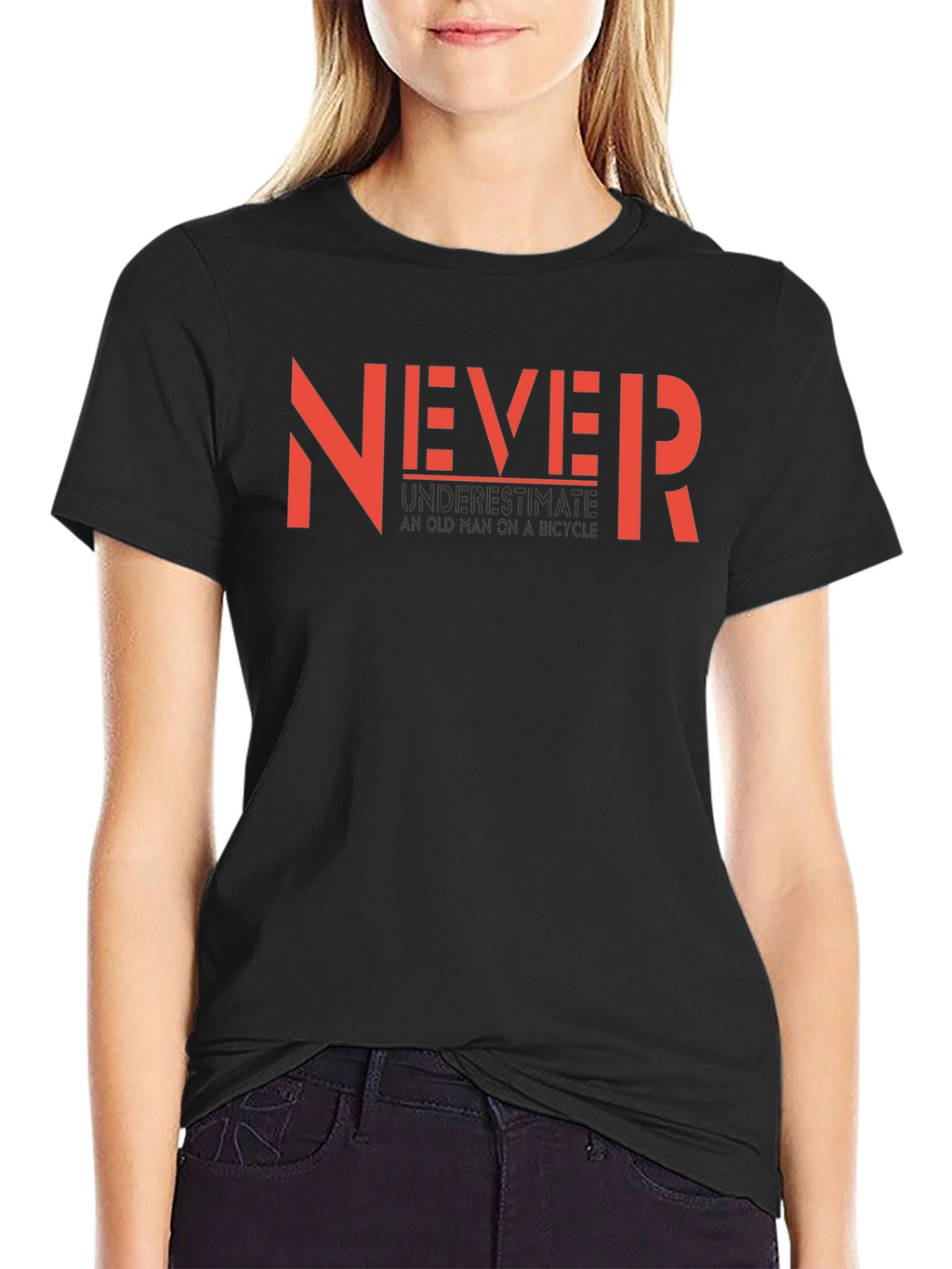 Never Underestimate Old Man Black Graphic Tee