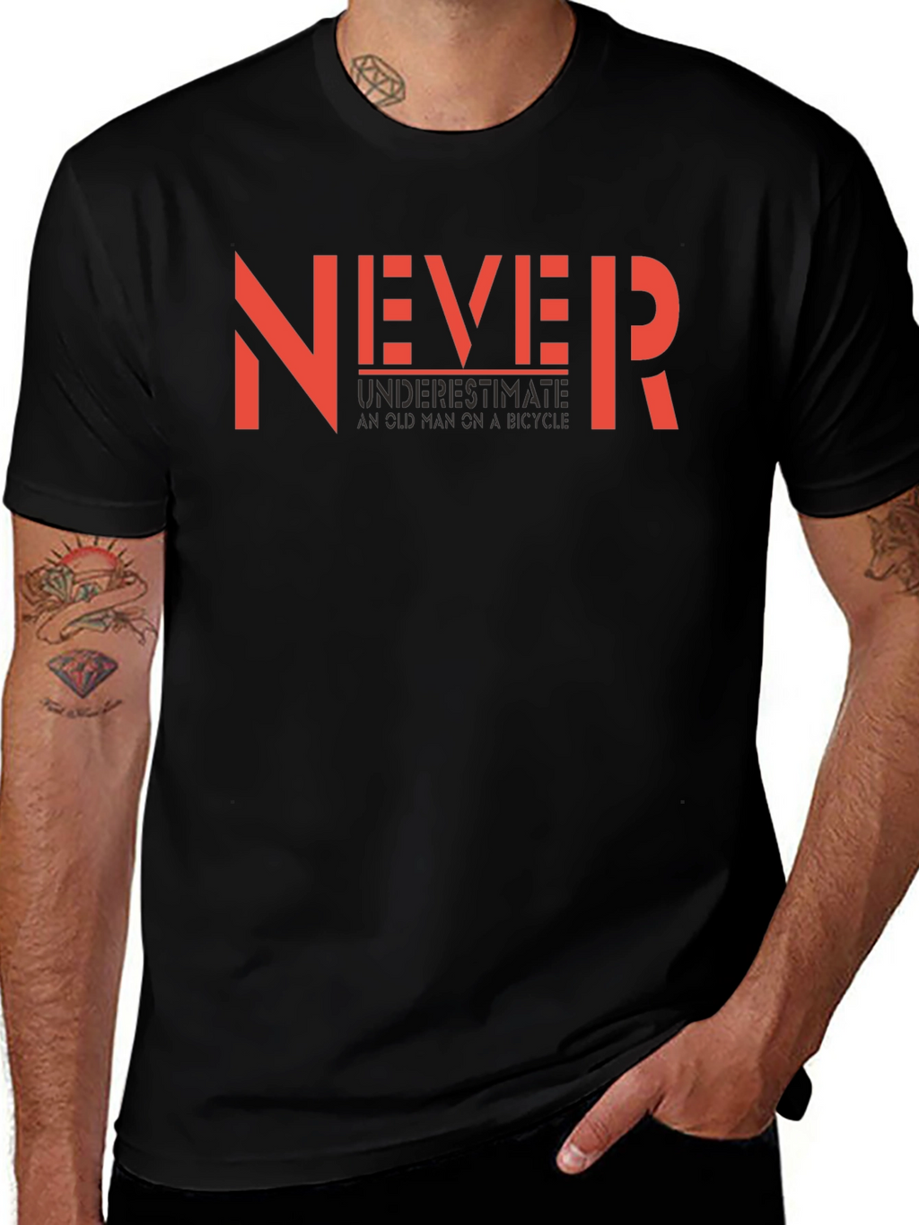 Never Underestimate Old Man Black Graphic Tee