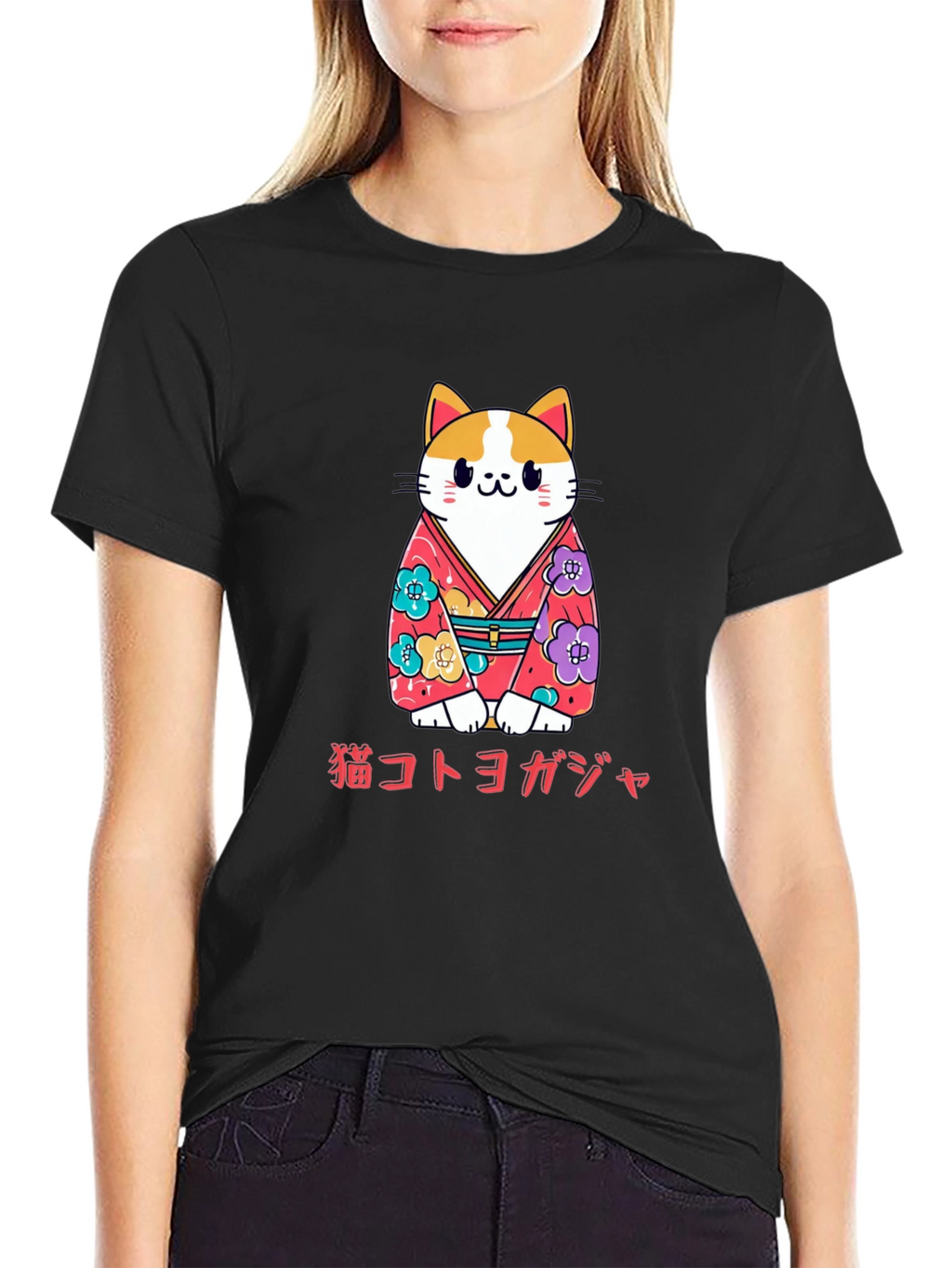 Cat Kimono T-Shirt Japanese Style
