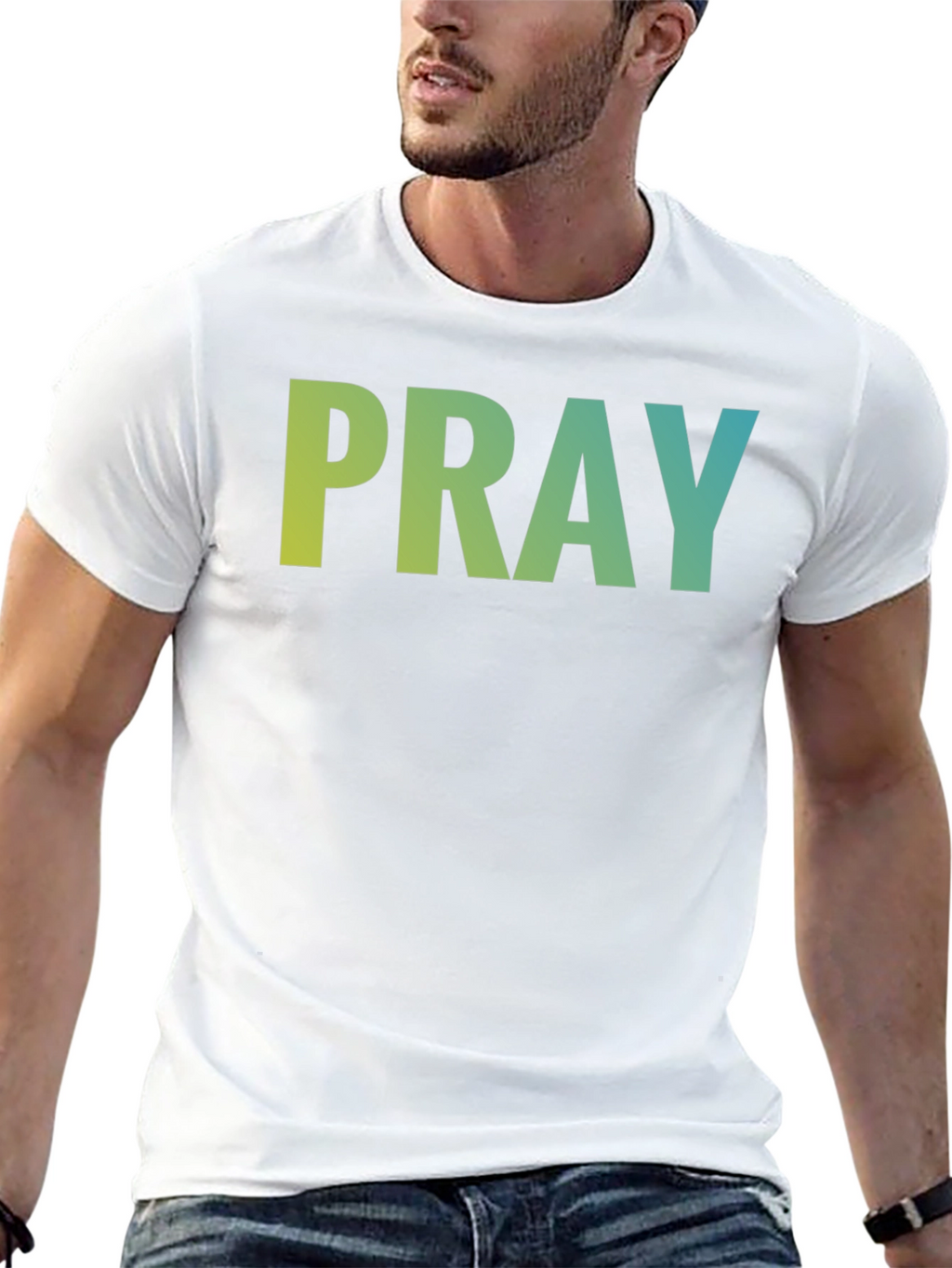 Pray Graphic Tee - Black Cotton Blend T-Shirt