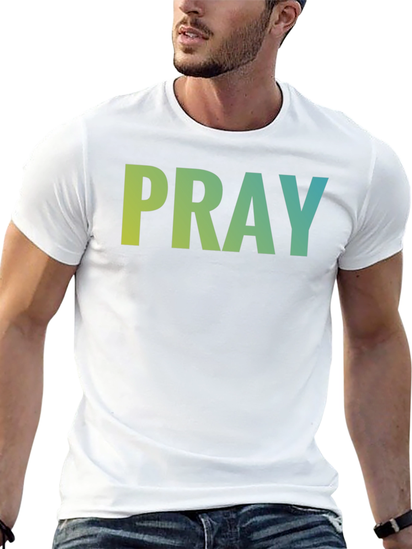 Pray Graphic Tee - Black Cotton Blend T-Shirt