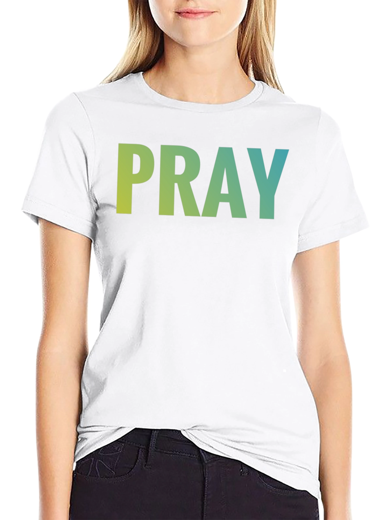 Pray Graphic Tee - Black Cotton Blend T-Shirt