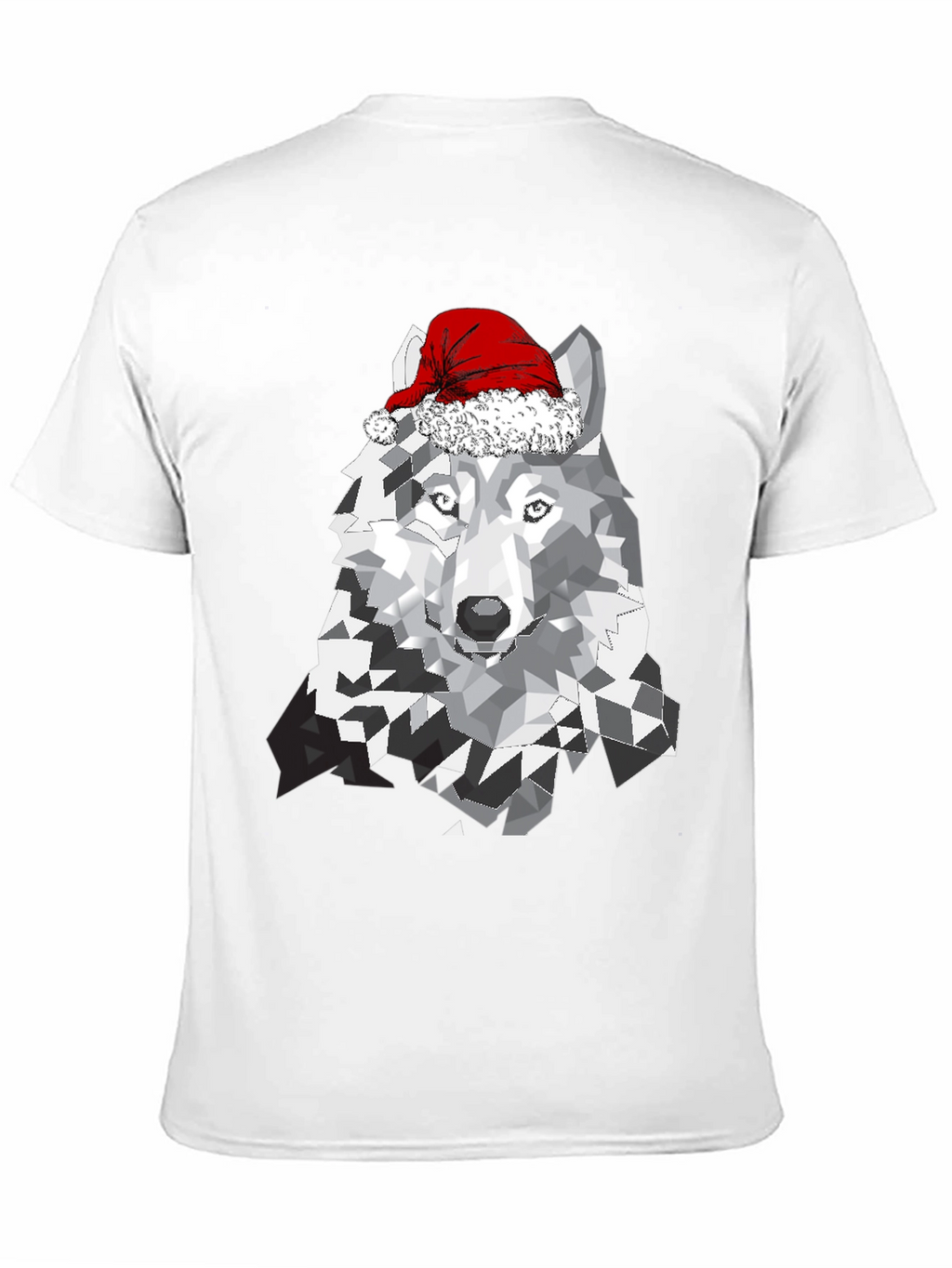 Wolf with Santa Hat Graphic T-Shirt
