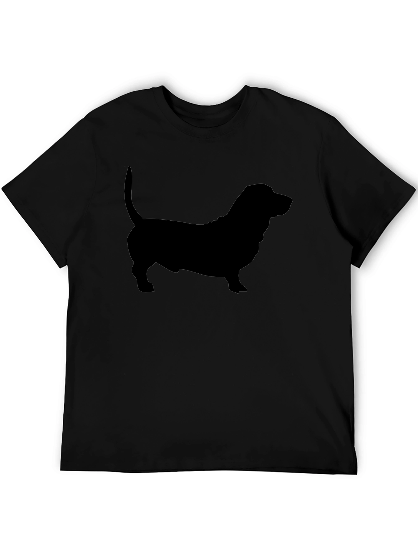 Basset Hound Silhouette Tee - Black Cotton Blend