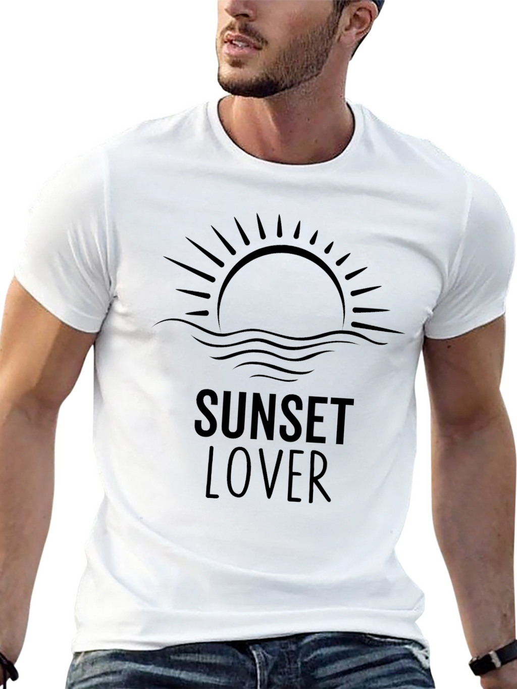 Sunset Lover Graphic Tee - Stylish Black T-Shirt