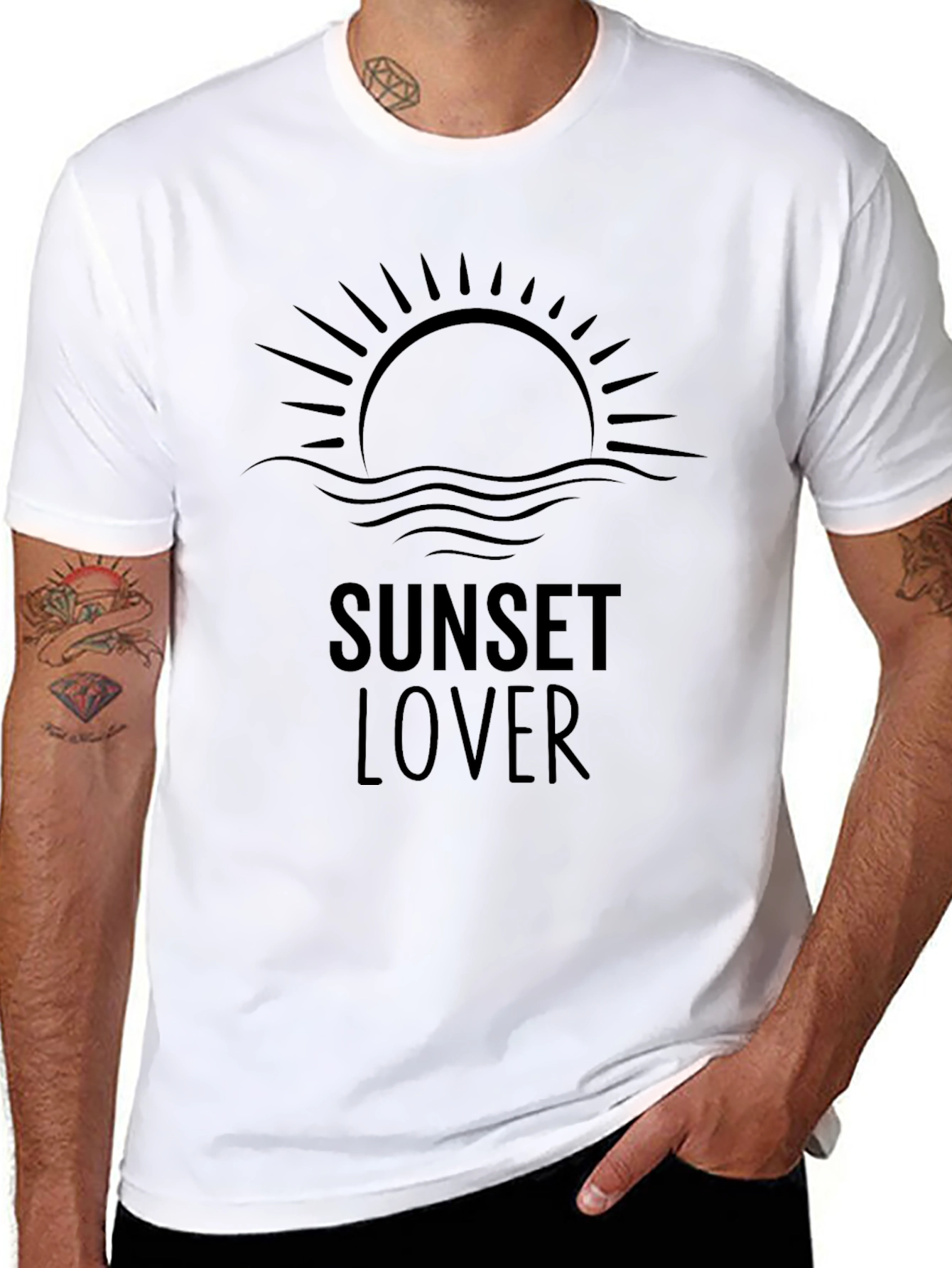 Sunset Lover Graphic Tee - Stylish Black T-Shirt