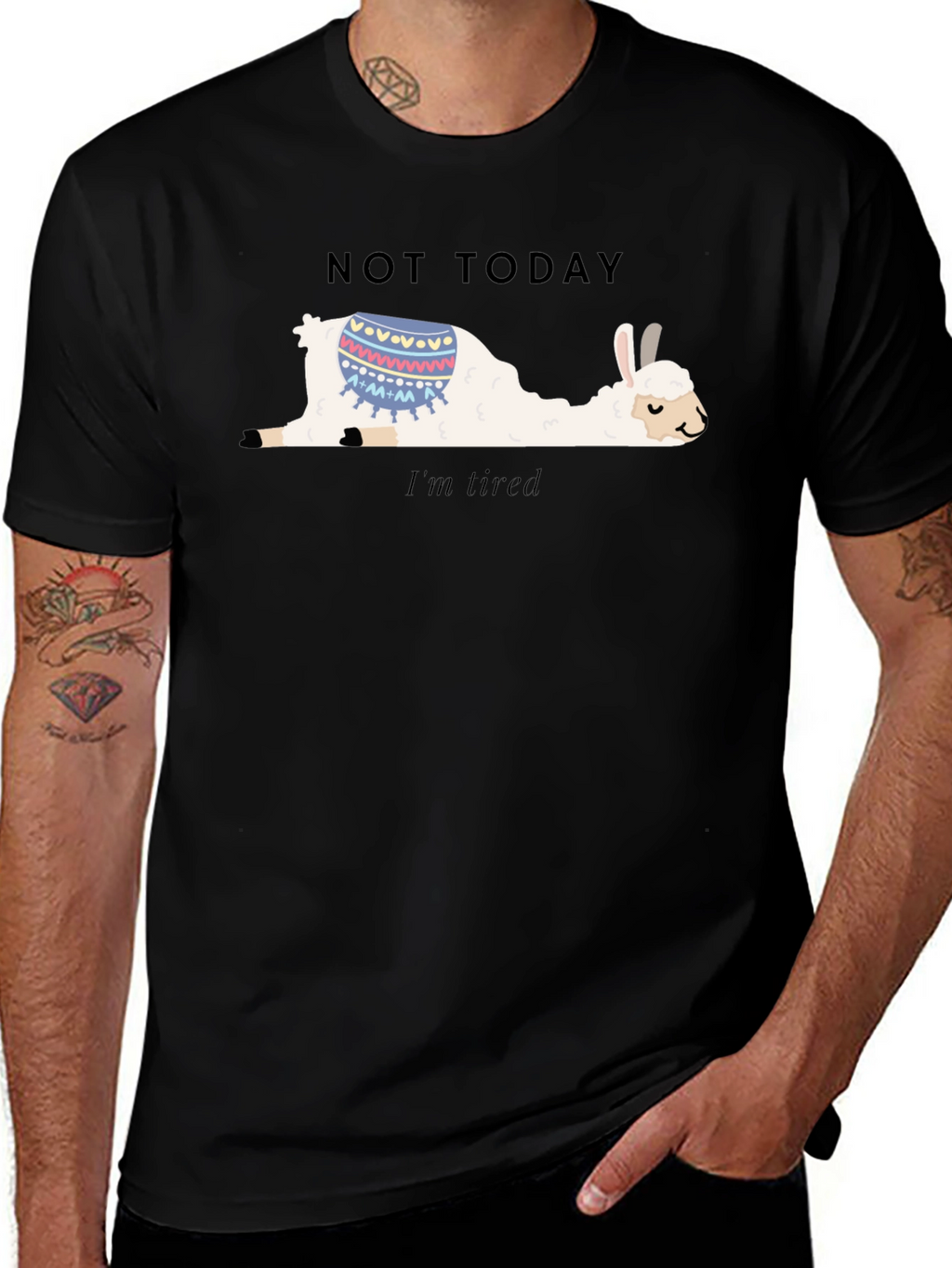 Not Today Llama T-Shirt Im Tired Funny Tee