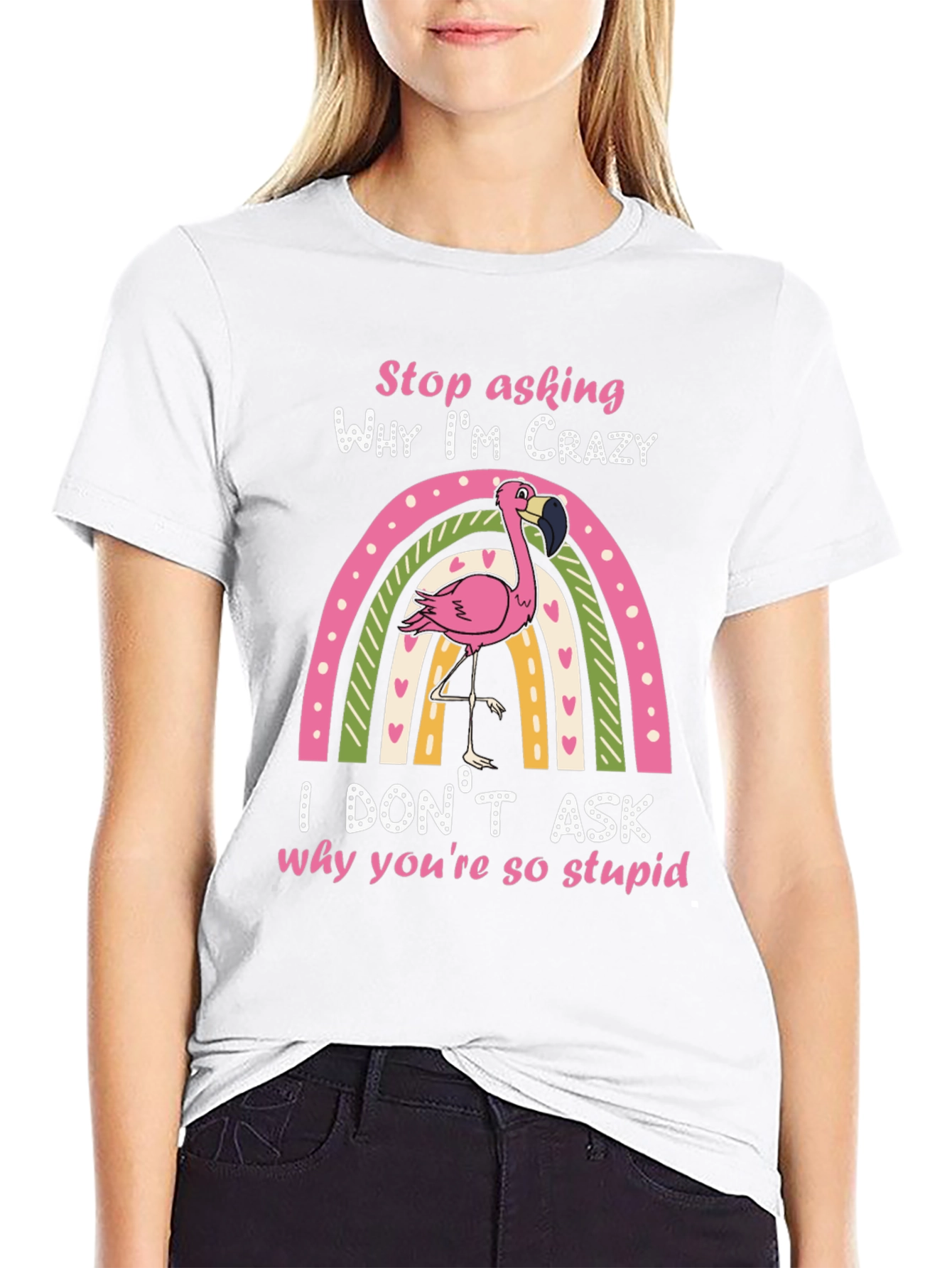Crazy Flamingo Rainbow Graphic Tee