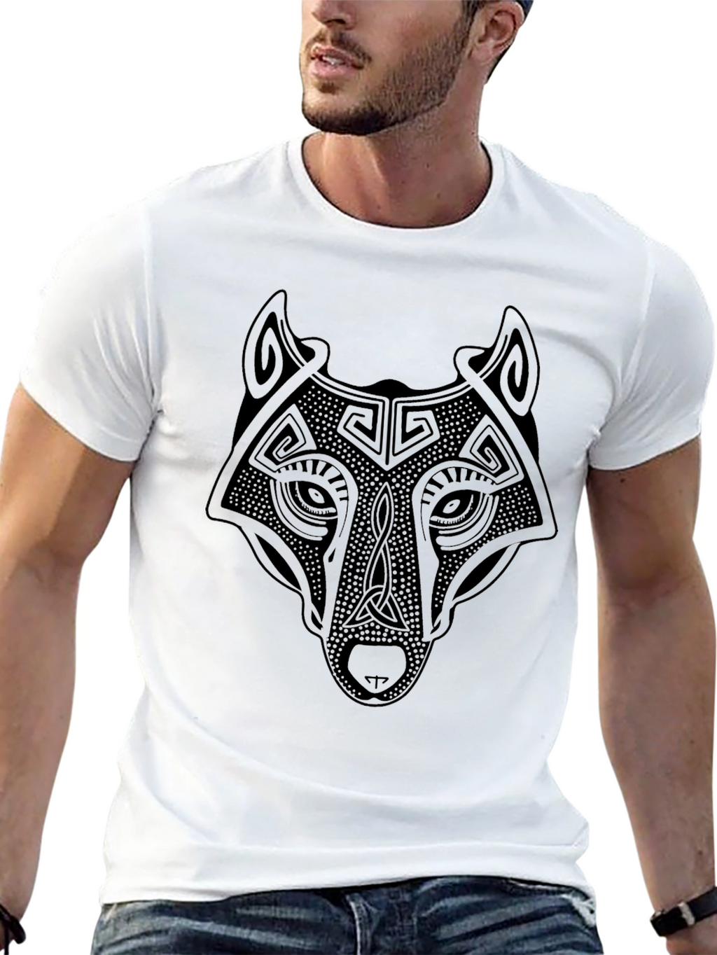 Celtic Wolf Graphic T-Shirt - Black