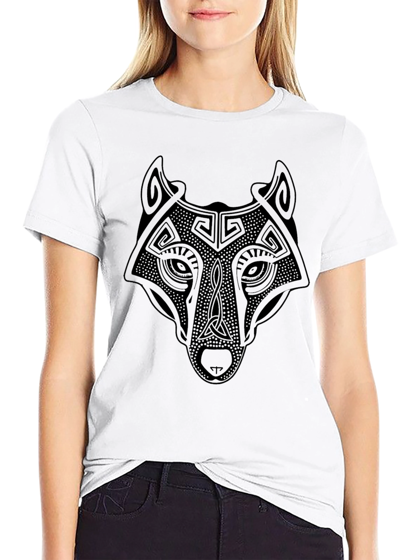 Celtic Wolf Graphic T-Shirt - Black