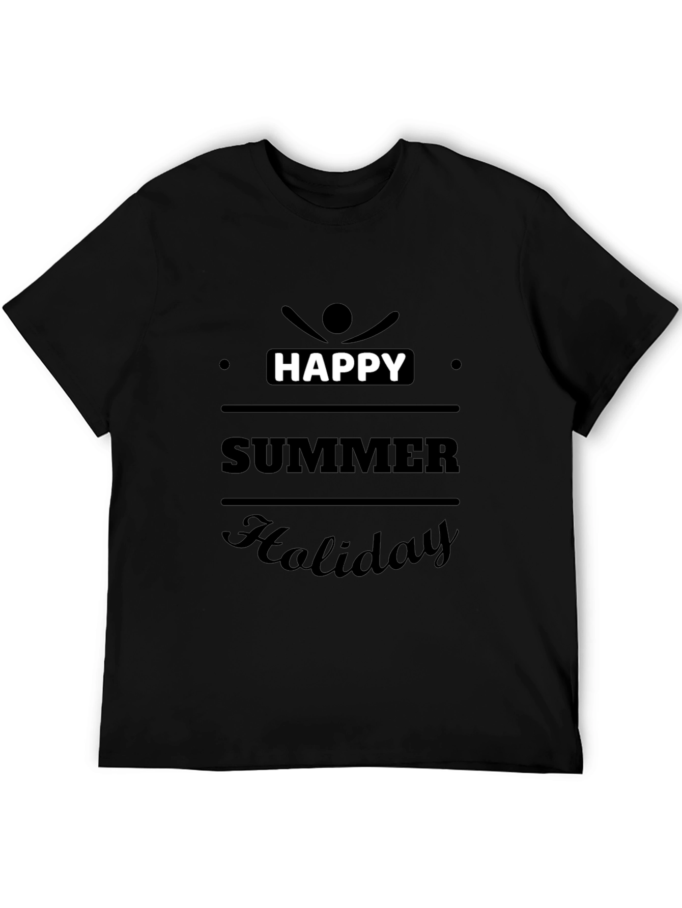 Happy Summer Holiday Graphic Tee - Black