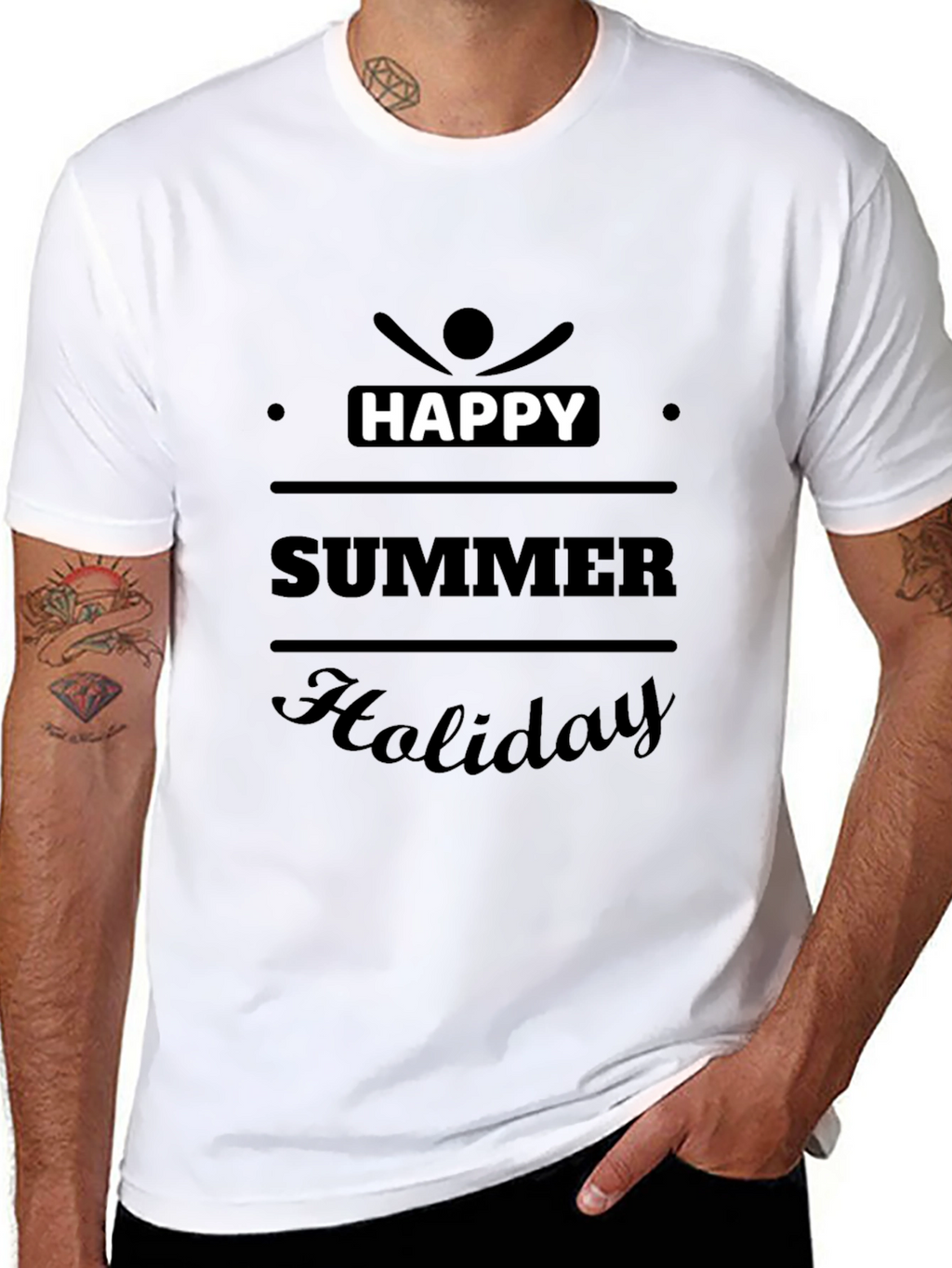 Happy Summer Holiday Graphic Tee - Black