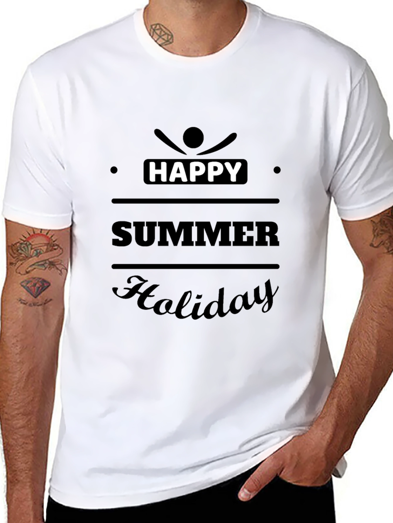 Happy Summer Holiday Graphic Tee - Black