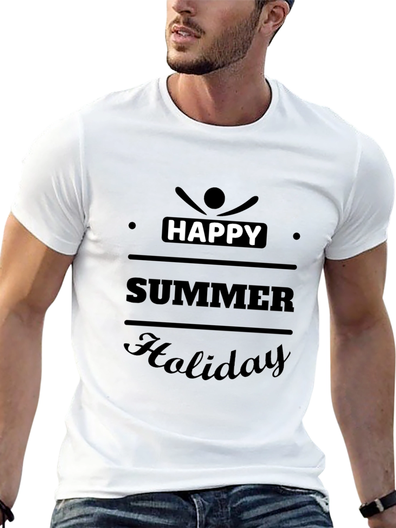 Happy Summer Holiday Graphic Tee - Black