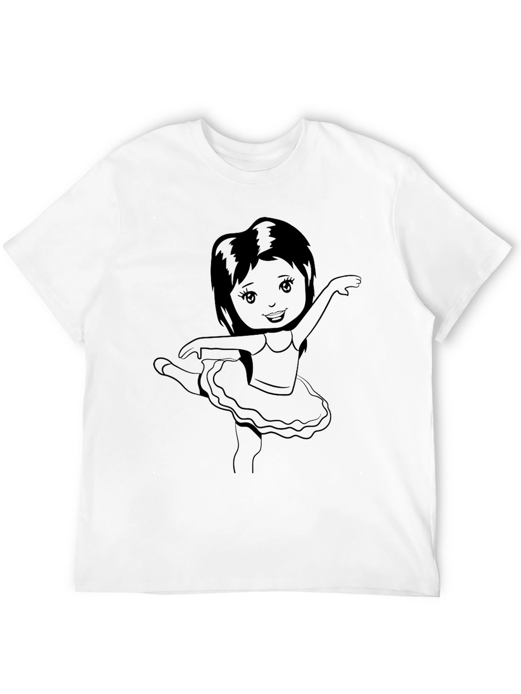 Ballerina Girl Graphic Tee - Black Cotton Casual