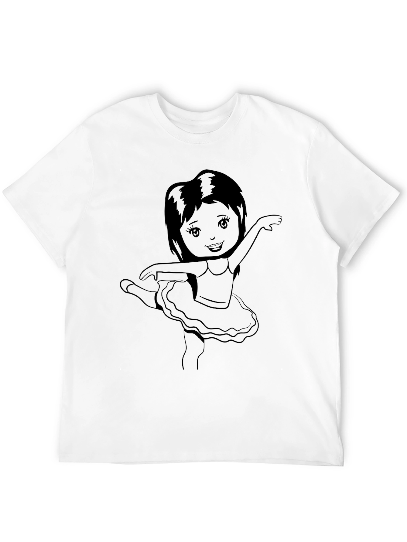 Ballerina Girl Graphic Tee - Black Cotton Casual