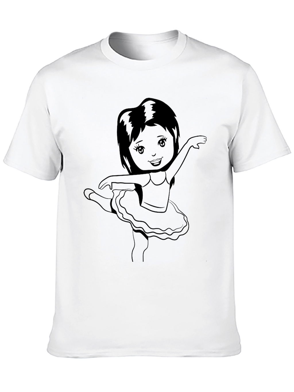 Ballerina Girl Graphic Tee - Black Cotton Casual
