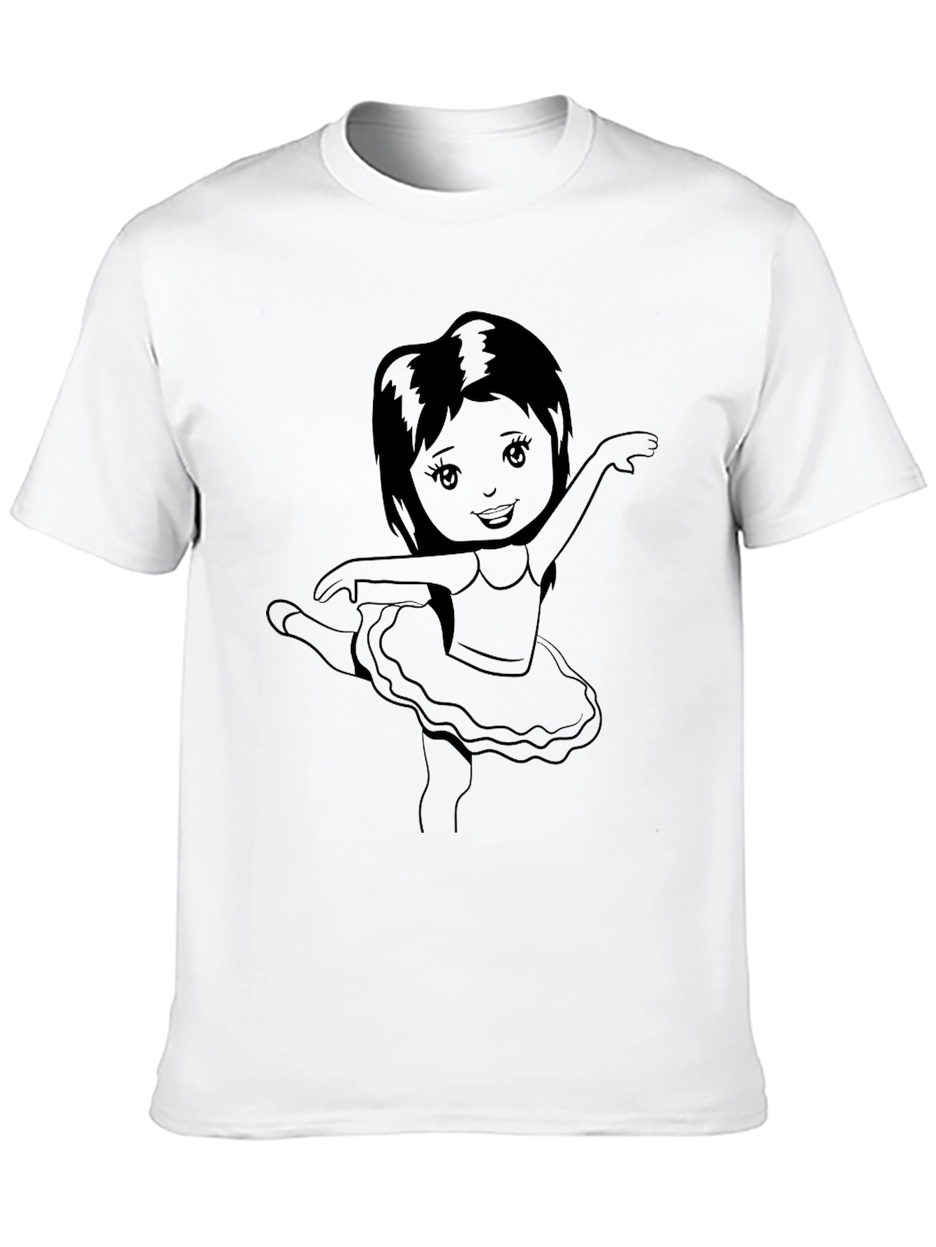 Ballerina Girl Graphic Tee - Black Cotton Casual