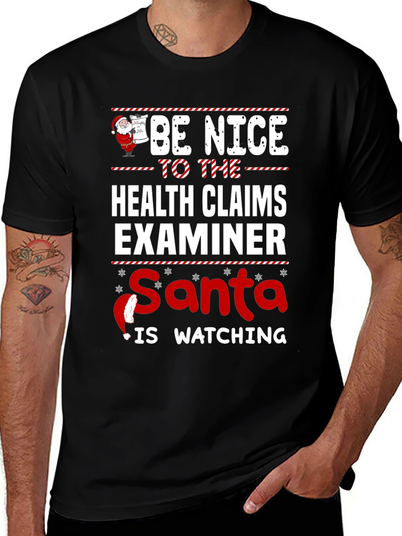 Be Nice to Health Claims Examiner Santa Watching T-Shirt