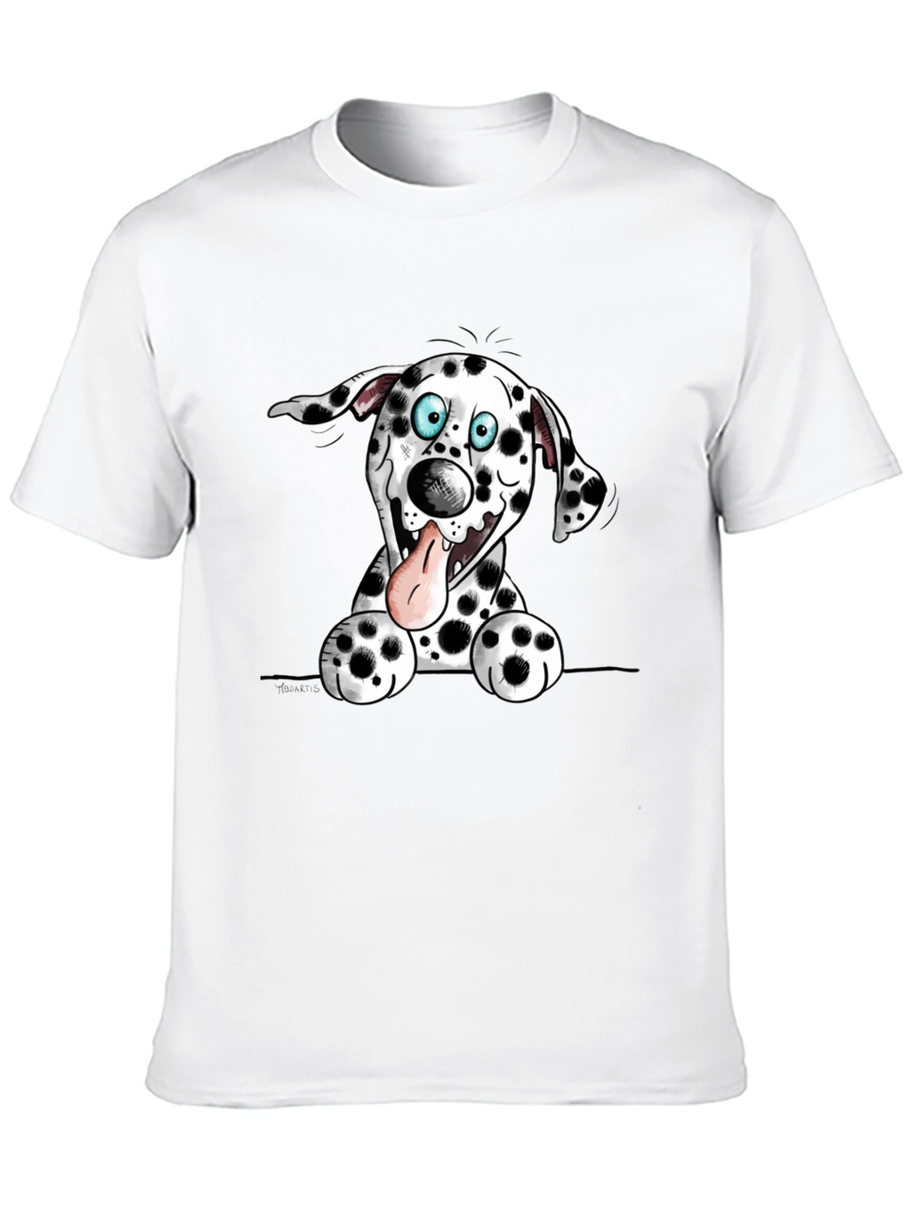 Cartoon Dalmatian Dog Graphic Tee - Black
