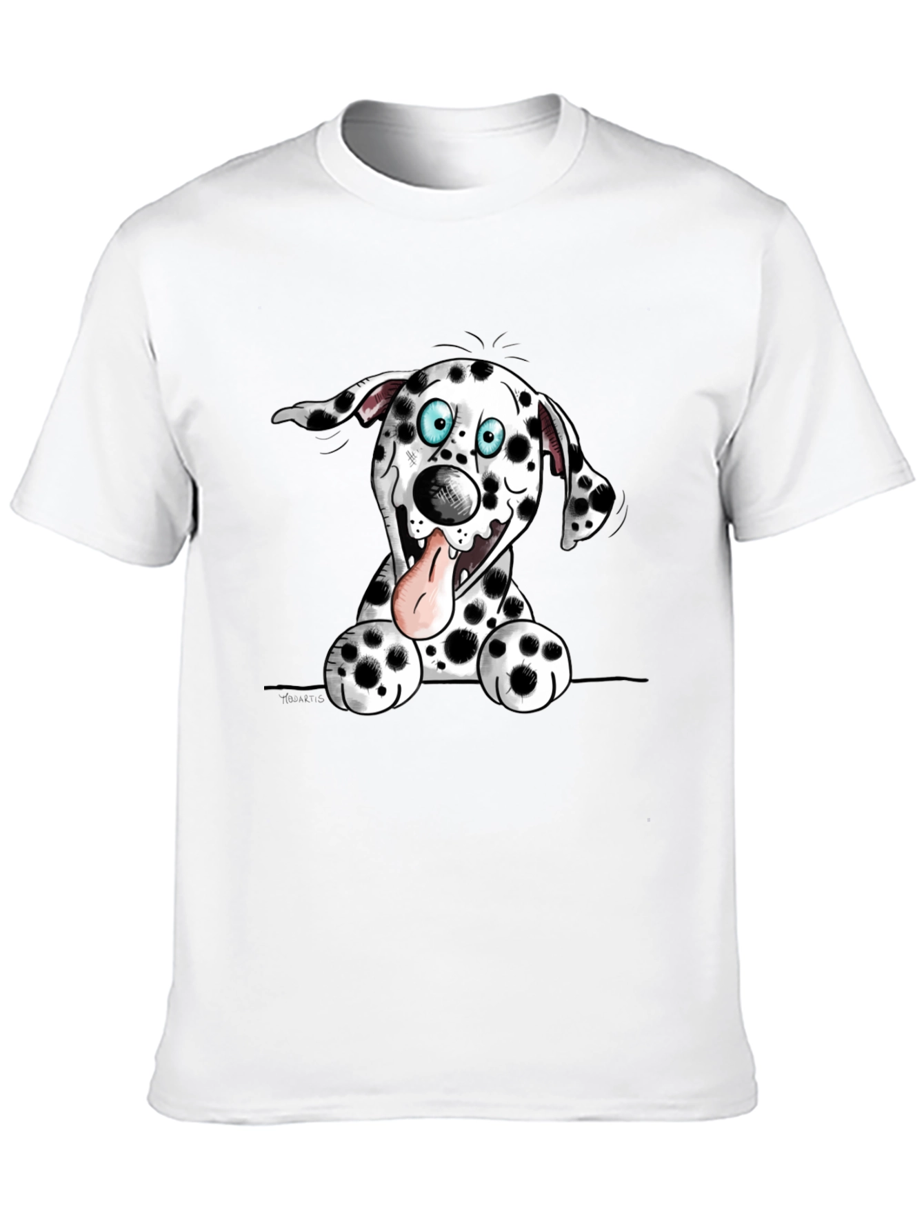 Cartoon Dalmatian Dog Graphic Tee - Black