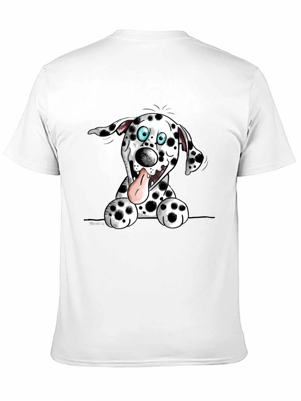 Cartoon Dalmatian Dog Graphic Tee - Black