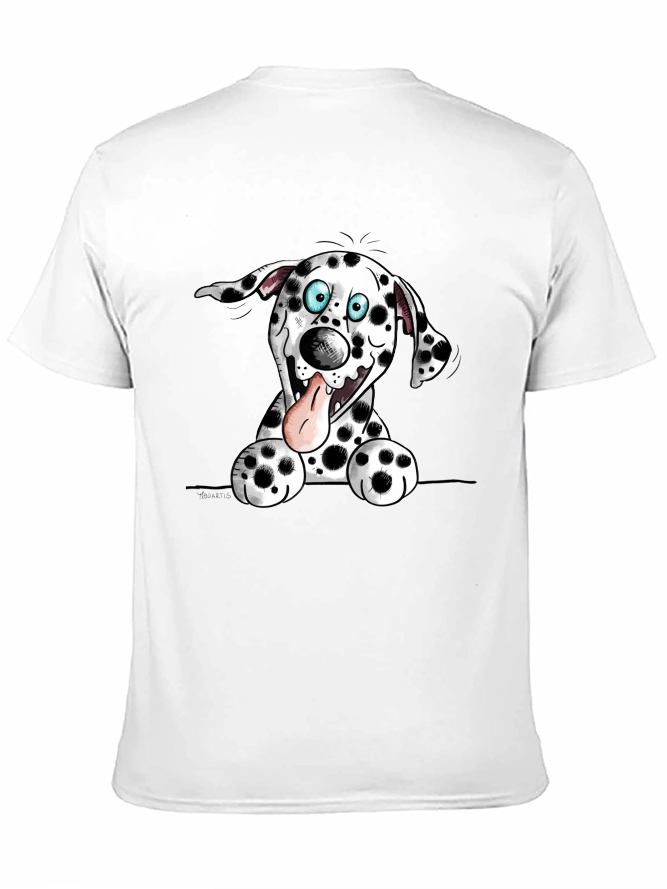 Cartoon Dalmatian Dog Graphic Tee - Black