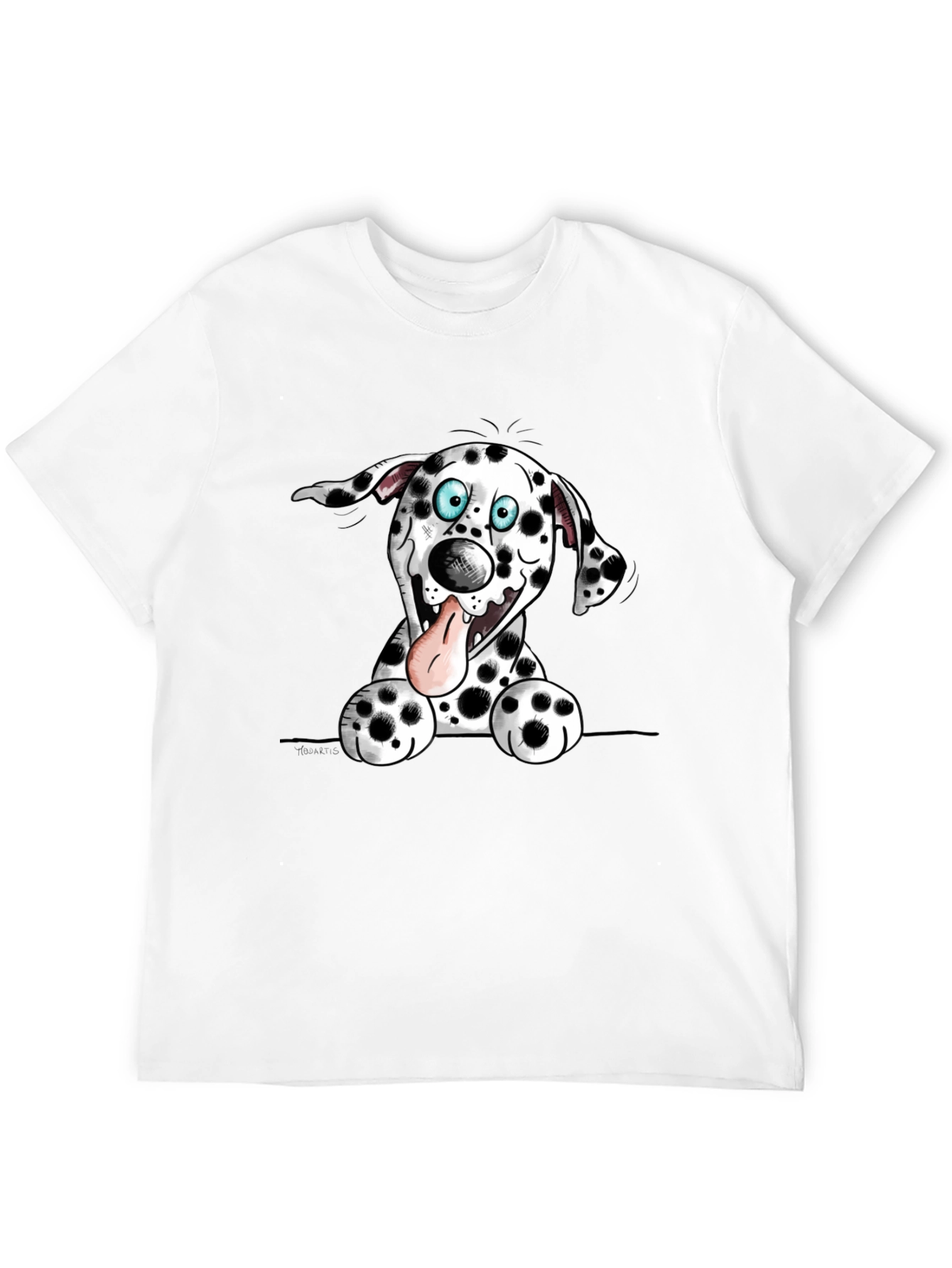 Cartoon Dalmatian Dog Graphic Tee - Black