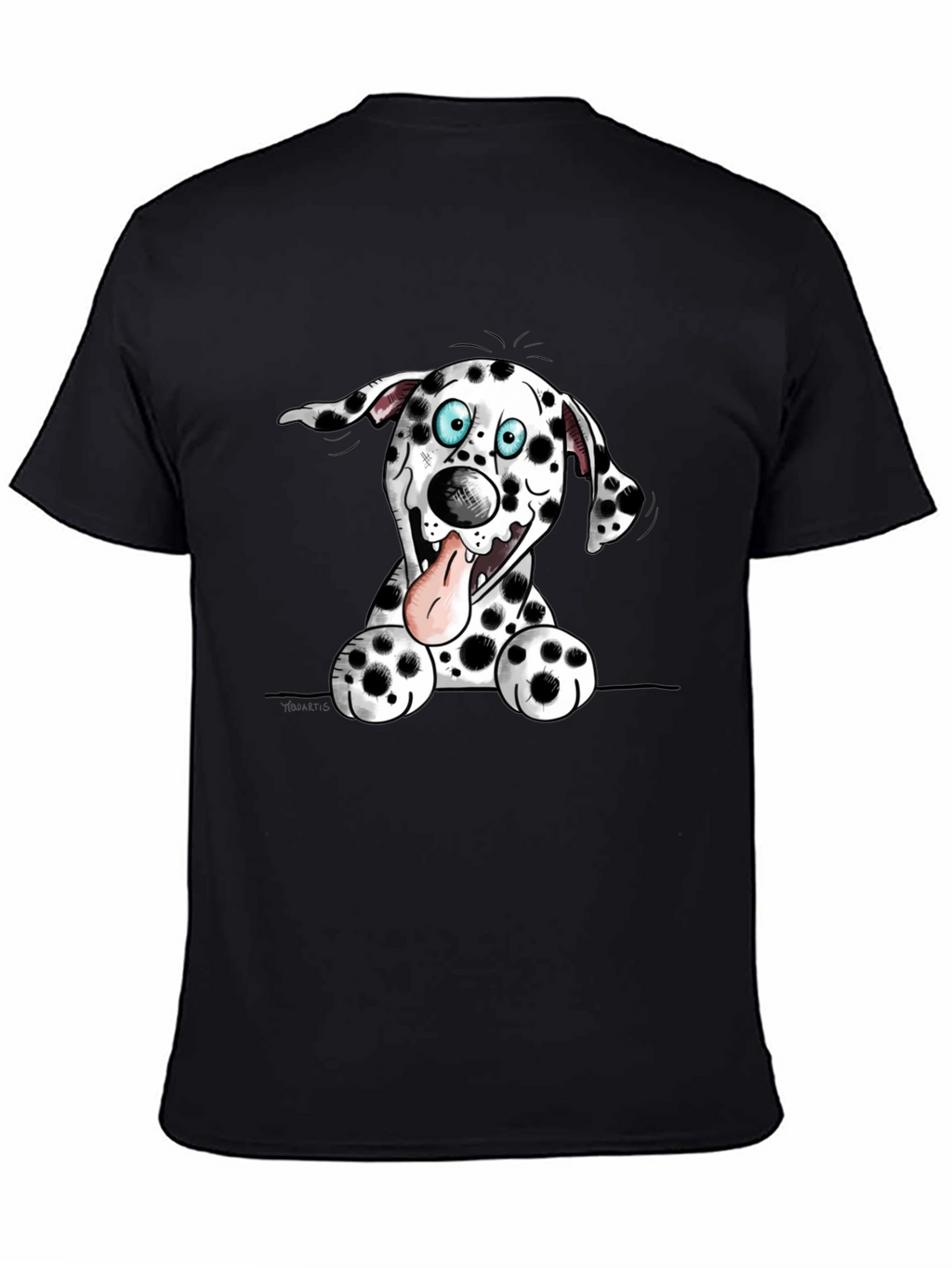 Cartoon Dalmatian Dog Graphic Tee - Black