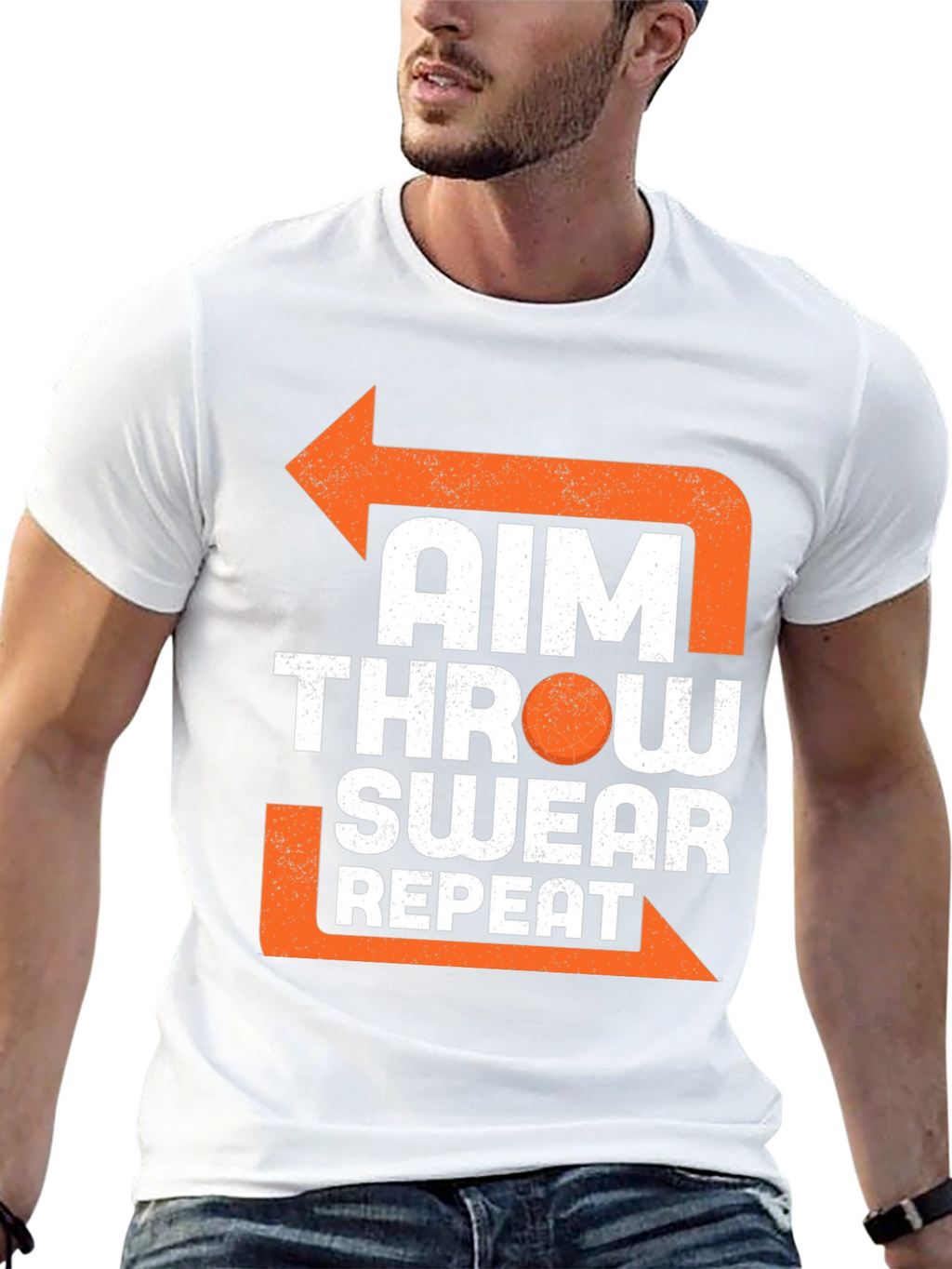 Aim Throw Swear Repeat Funny T-Shirt