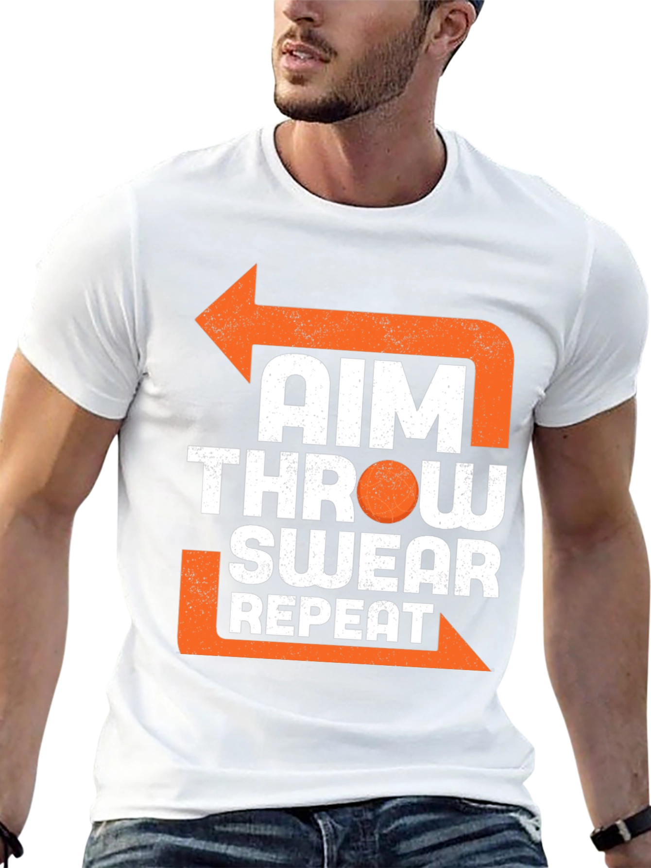 Aim Throw Swear Repeat Funny T-Shirt