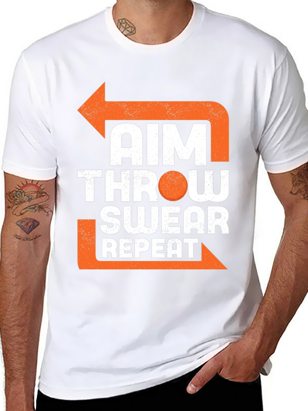 Aim Throw Swear Repeat Funny T-Shirt