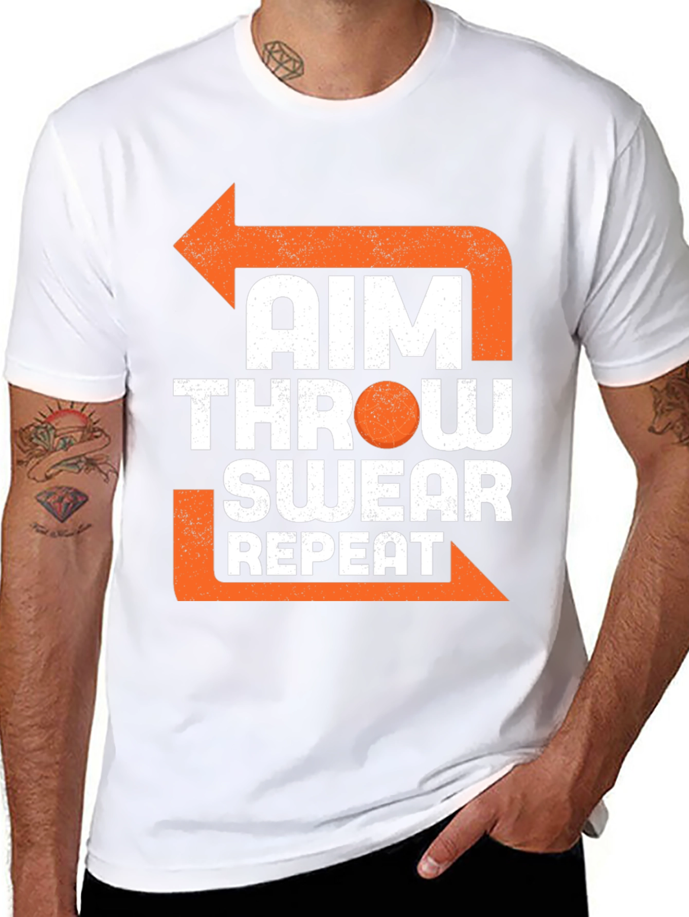 Aim Throw Swear Repeat Funny T-Shirt