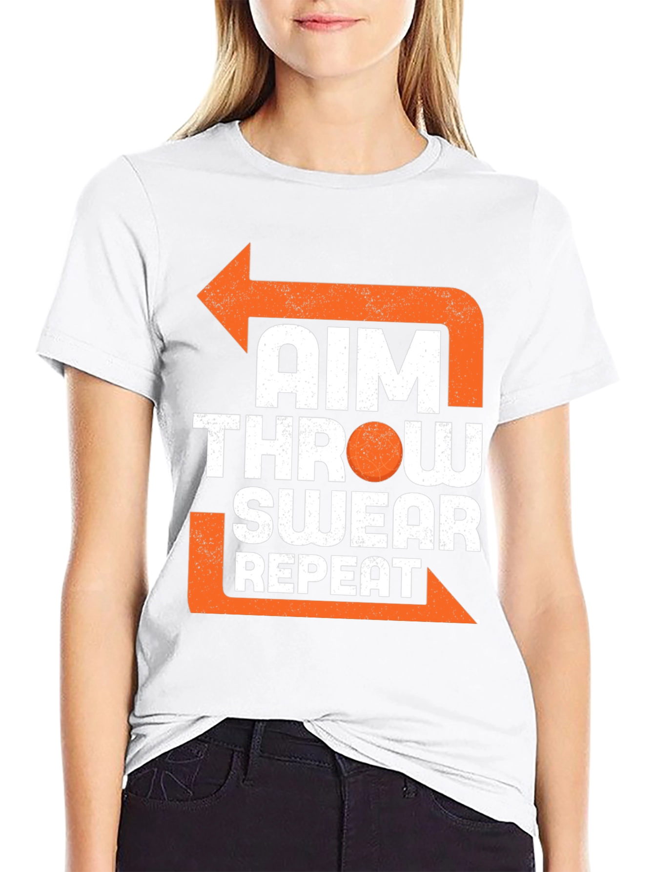 Aim Throw Swear Repeat Funny T-Shirt