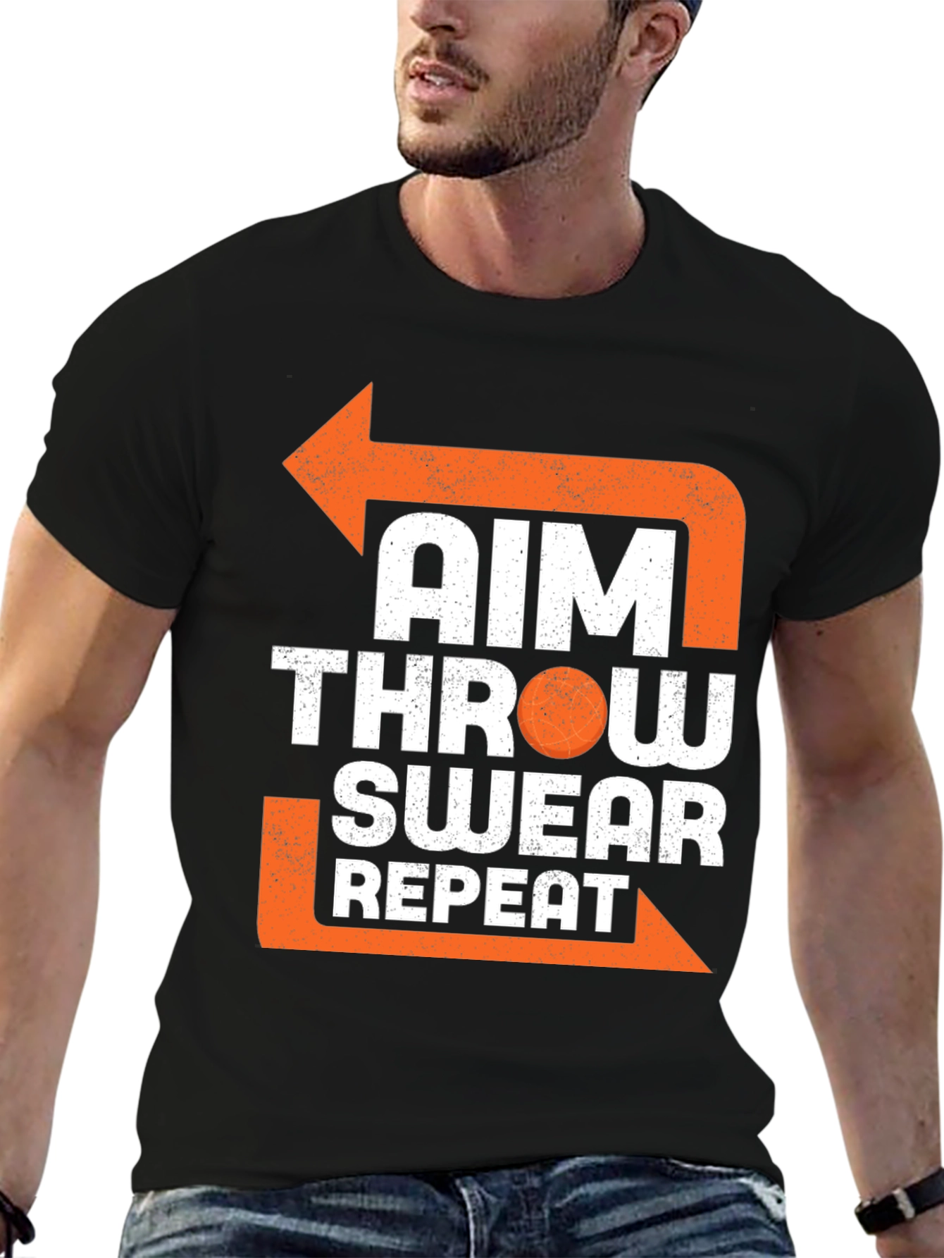 Aim Throw Swear Repeat Funny T-Shirt