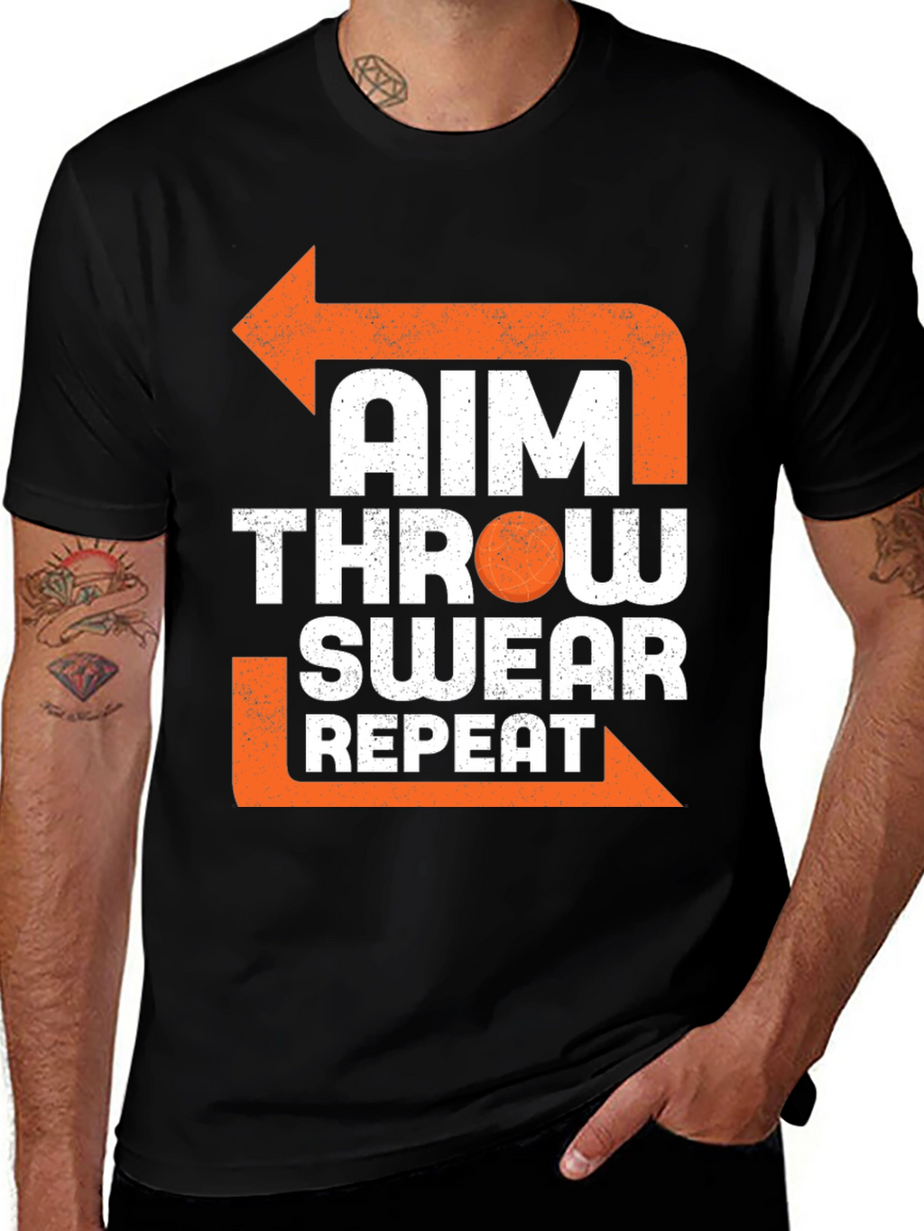 Aim Throw Swear Repeat Funny T-Shirt
